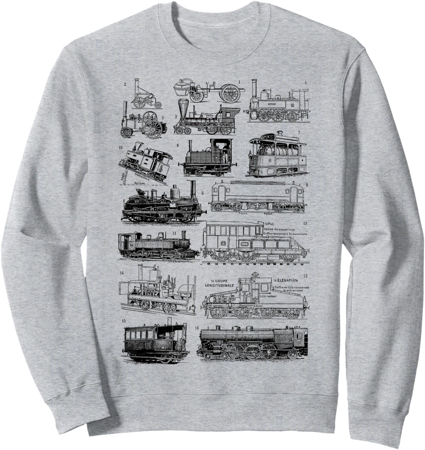 Steam Engine Train Steam Train Locomotive Vintage Chart Sweatshirt - Sweatshirt | Ash