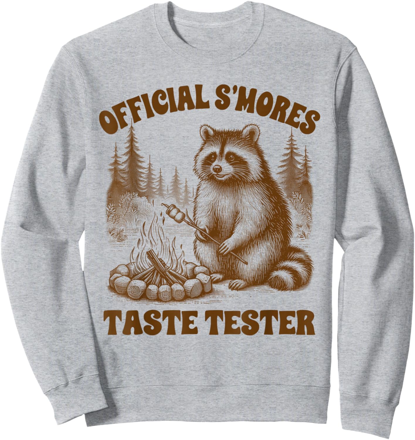 Camping Raccoon Hiking Official S'mores Taste Tester Outdoor Sweatshirt - Sweatshirt | Ash