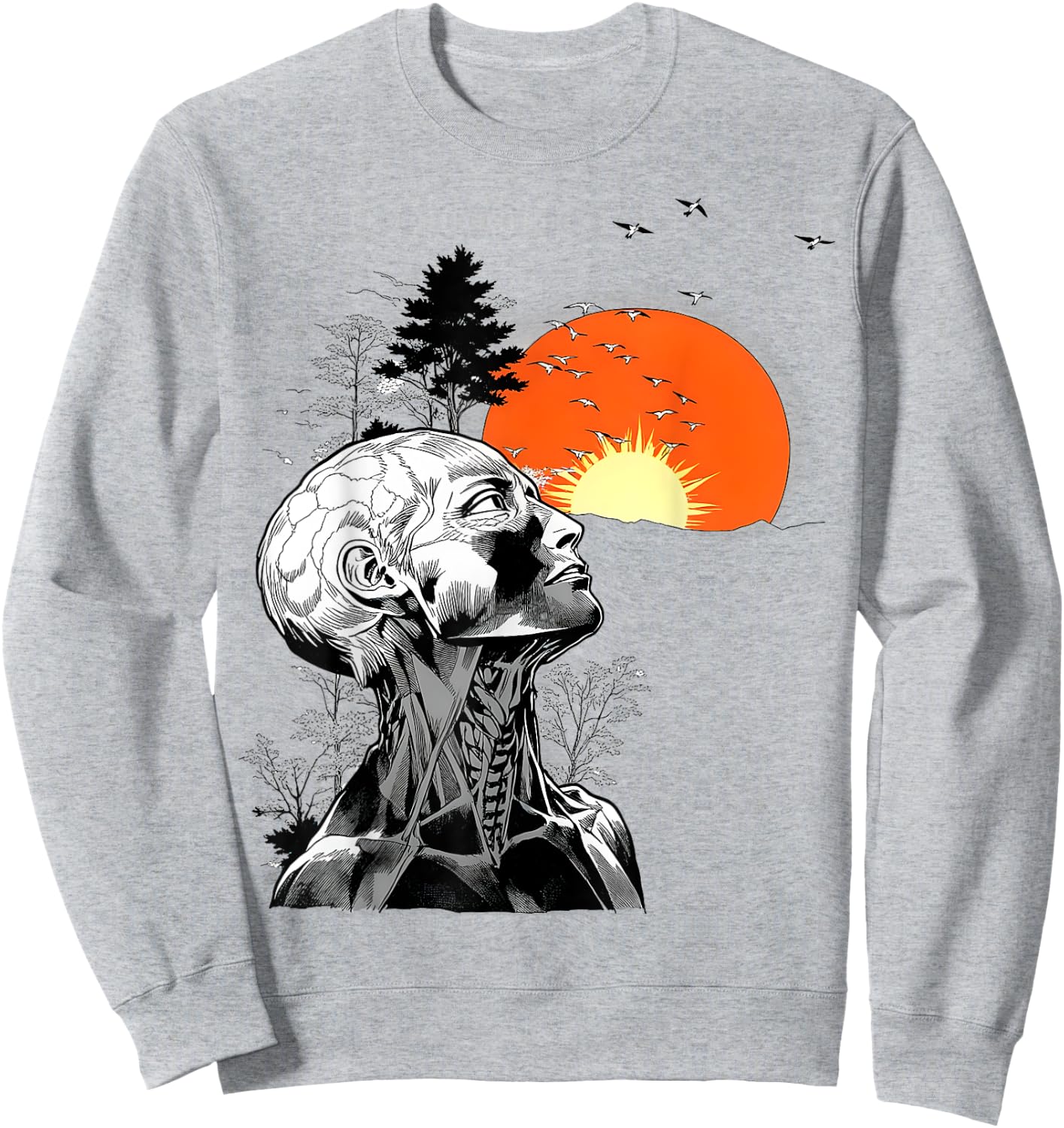 Hangover Human Tree Graphic Sweatshirt - Sweatshirt | Ash