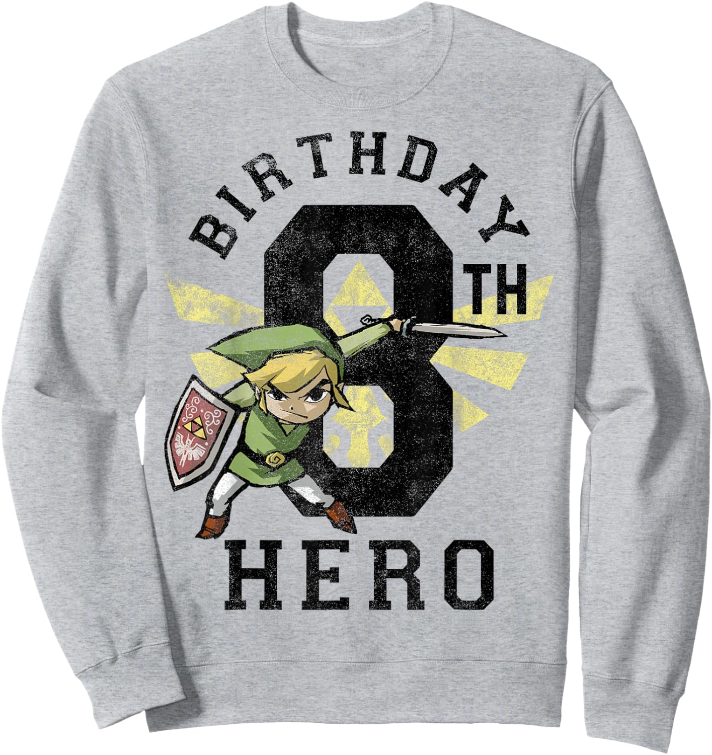 Legend Of Zelda Link 8th Birthday Hero Triforce Logo Sweatshirt - Sweatshirt | Ash