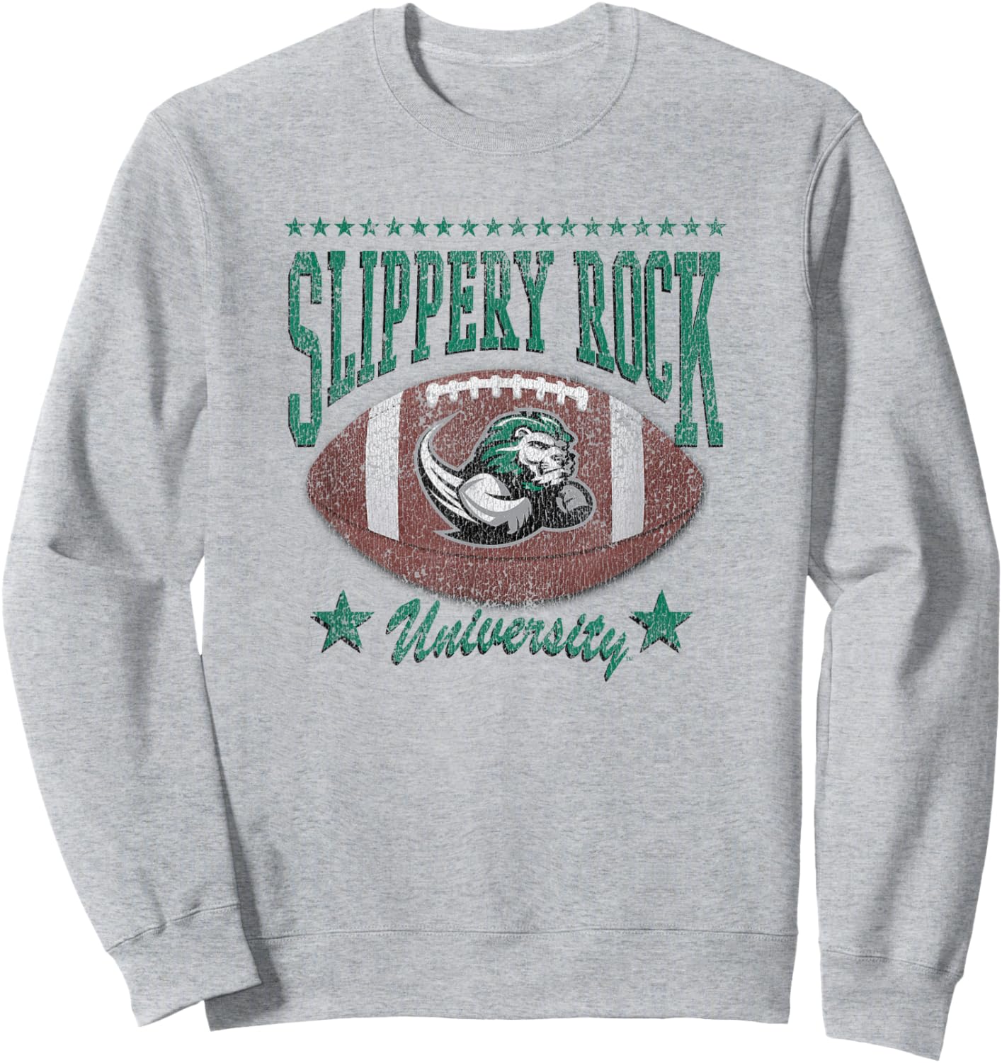 Slippery Rock The Rock Football Vintage Stars Gray Sweatshirt - Sweatshirt | Ash