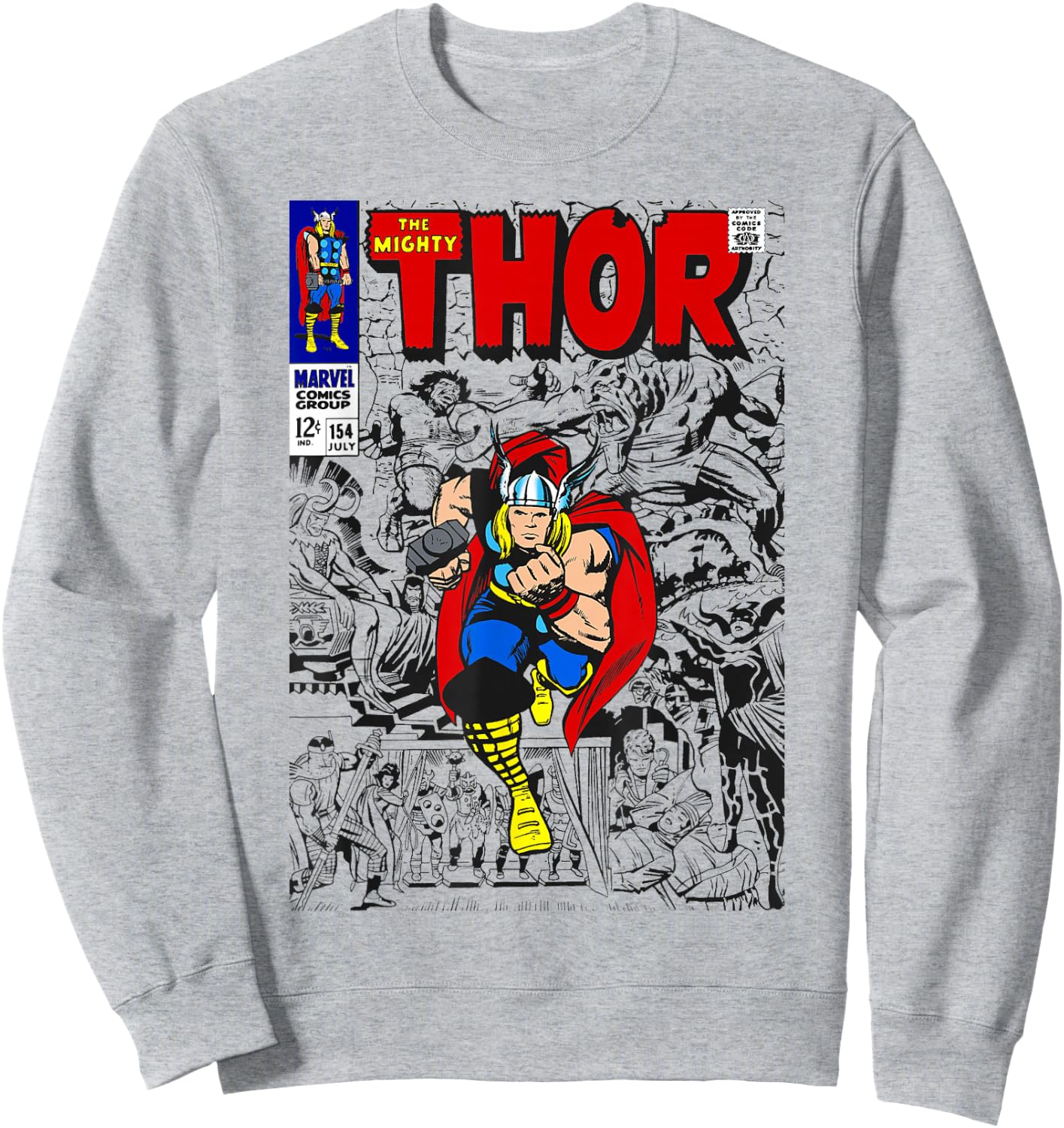 Marvel The Mighty Thor Retro Classic Comic Graphic Sweatshirt - Sweatshirt | Ash