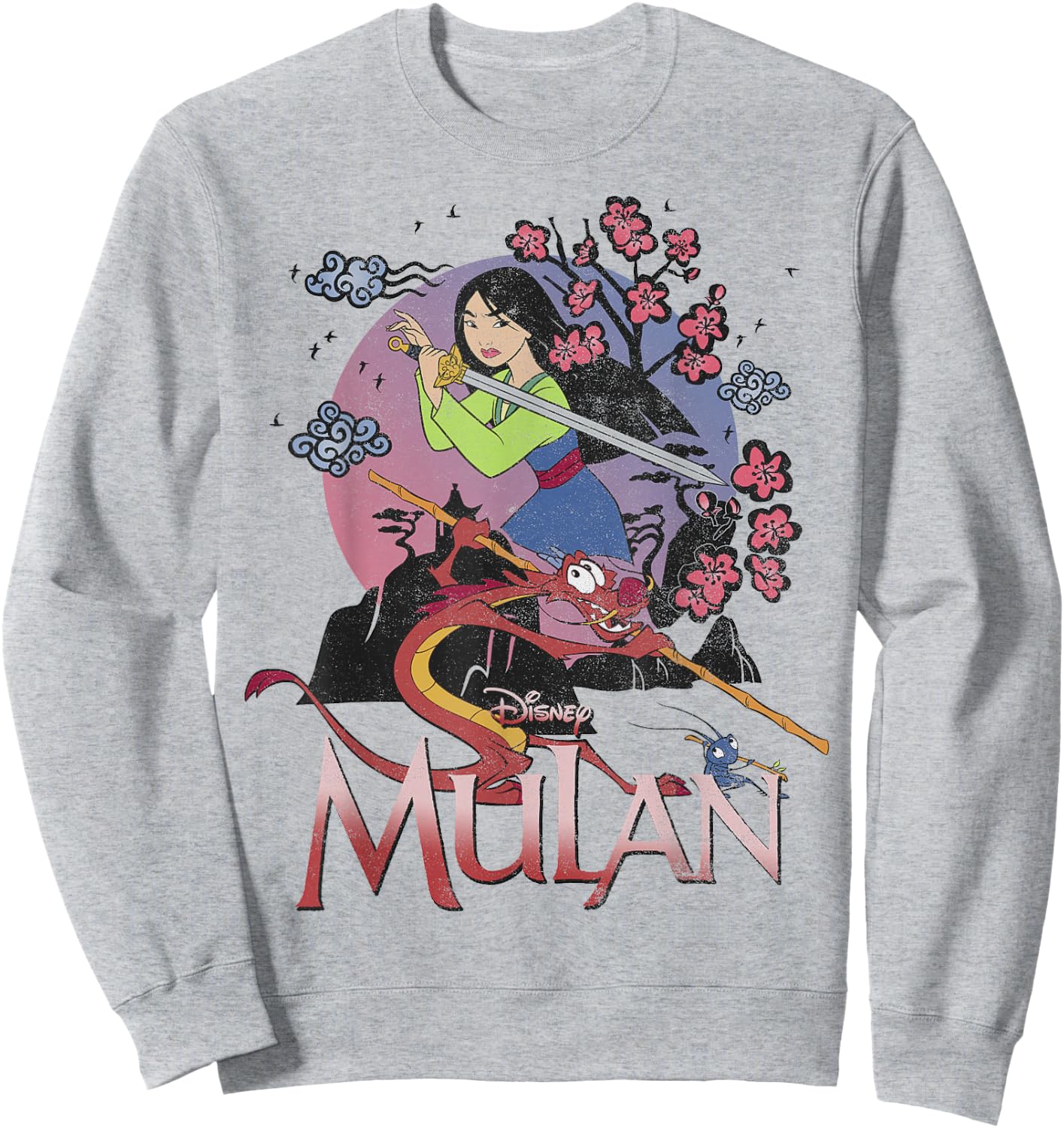 Disney Mulan and Mushu Collage Portrait Logo Small Sweatshirt - Sweatshirt | Ash