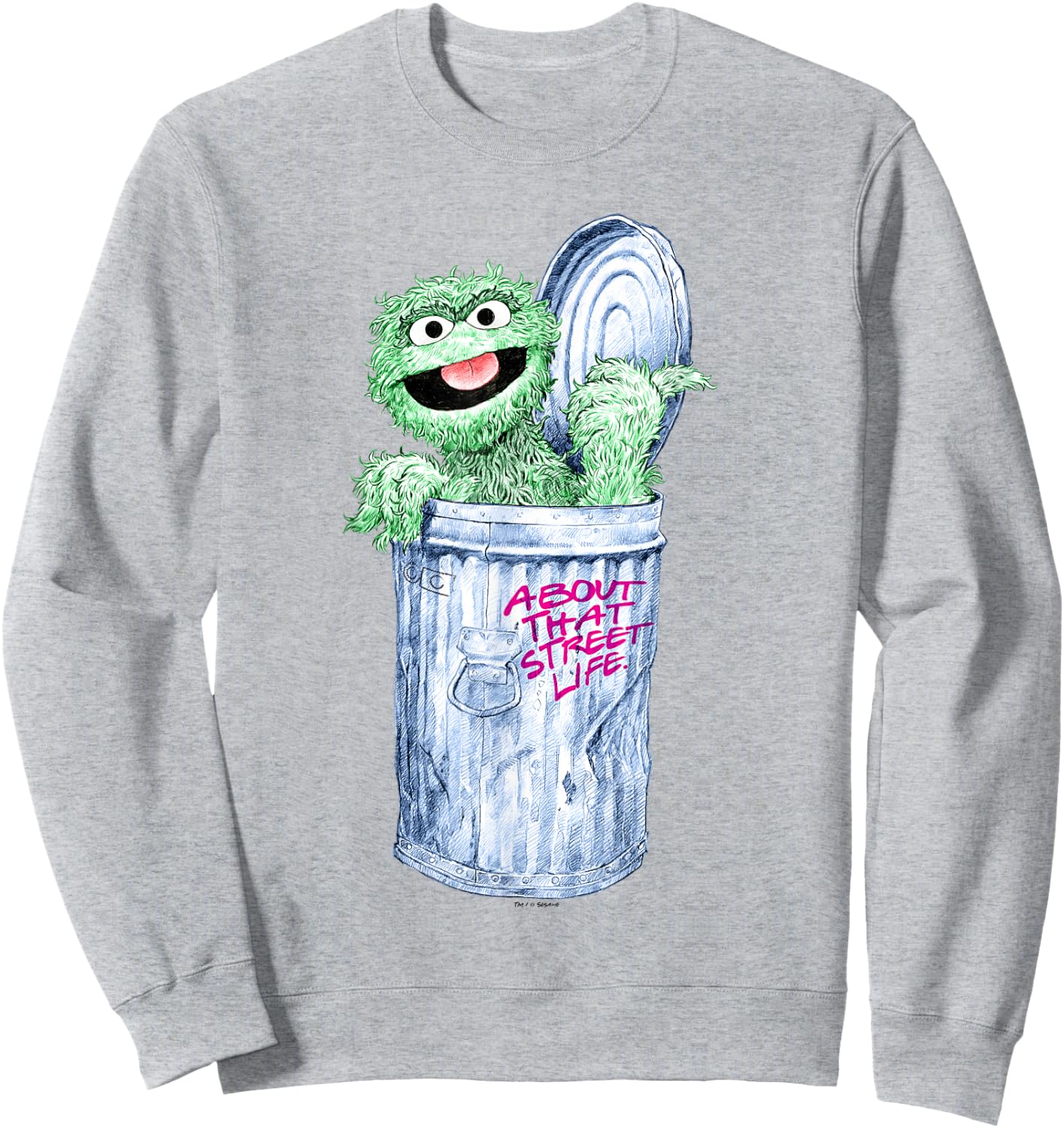 Sesame Street Oscar The Grouch Street Life Sweatshirt - Sweatshirt | Ash