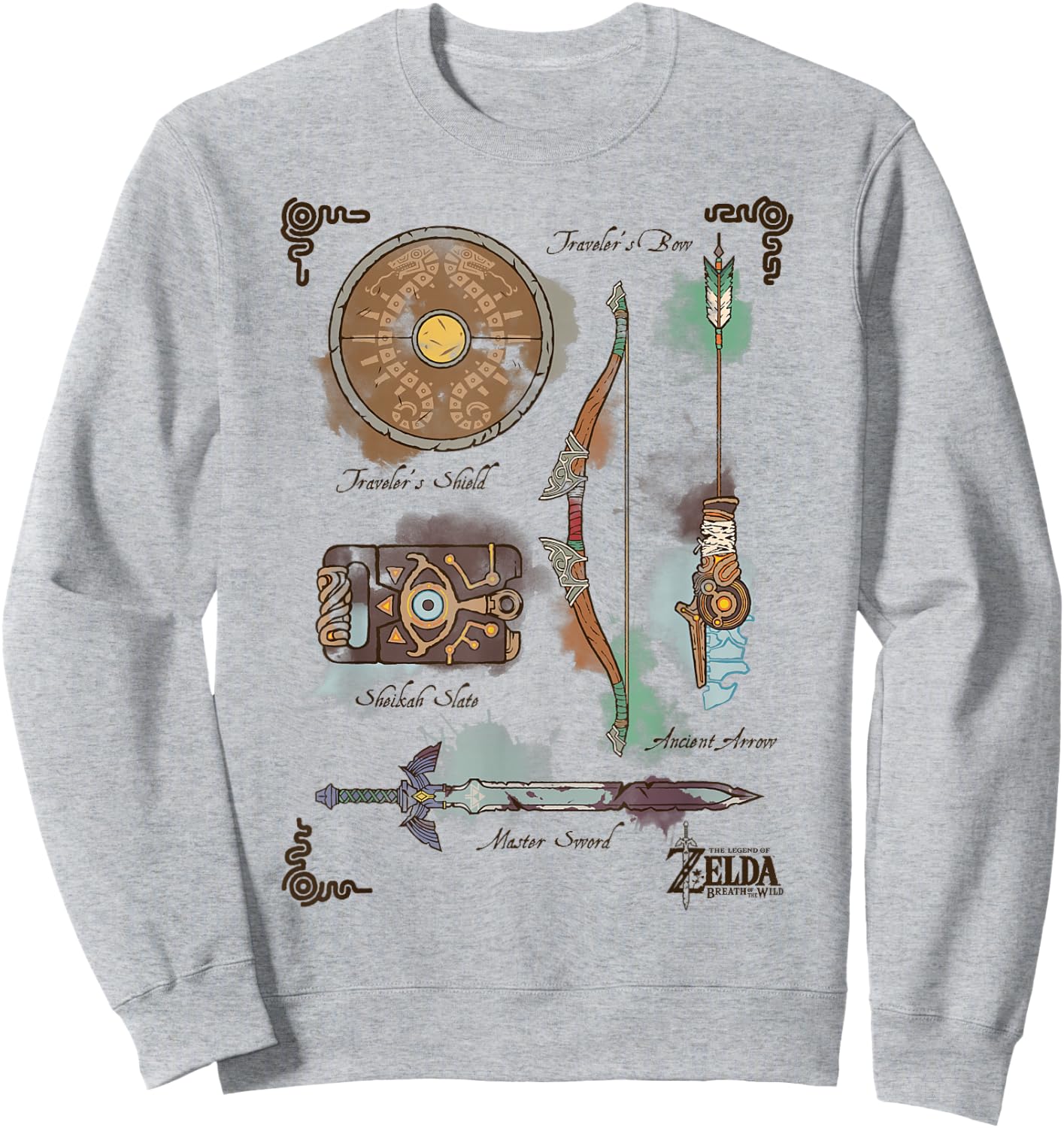 Zelda Breath of The Wild Link Inventory Graphic Sweatshirt - Sweatshirt | Ash