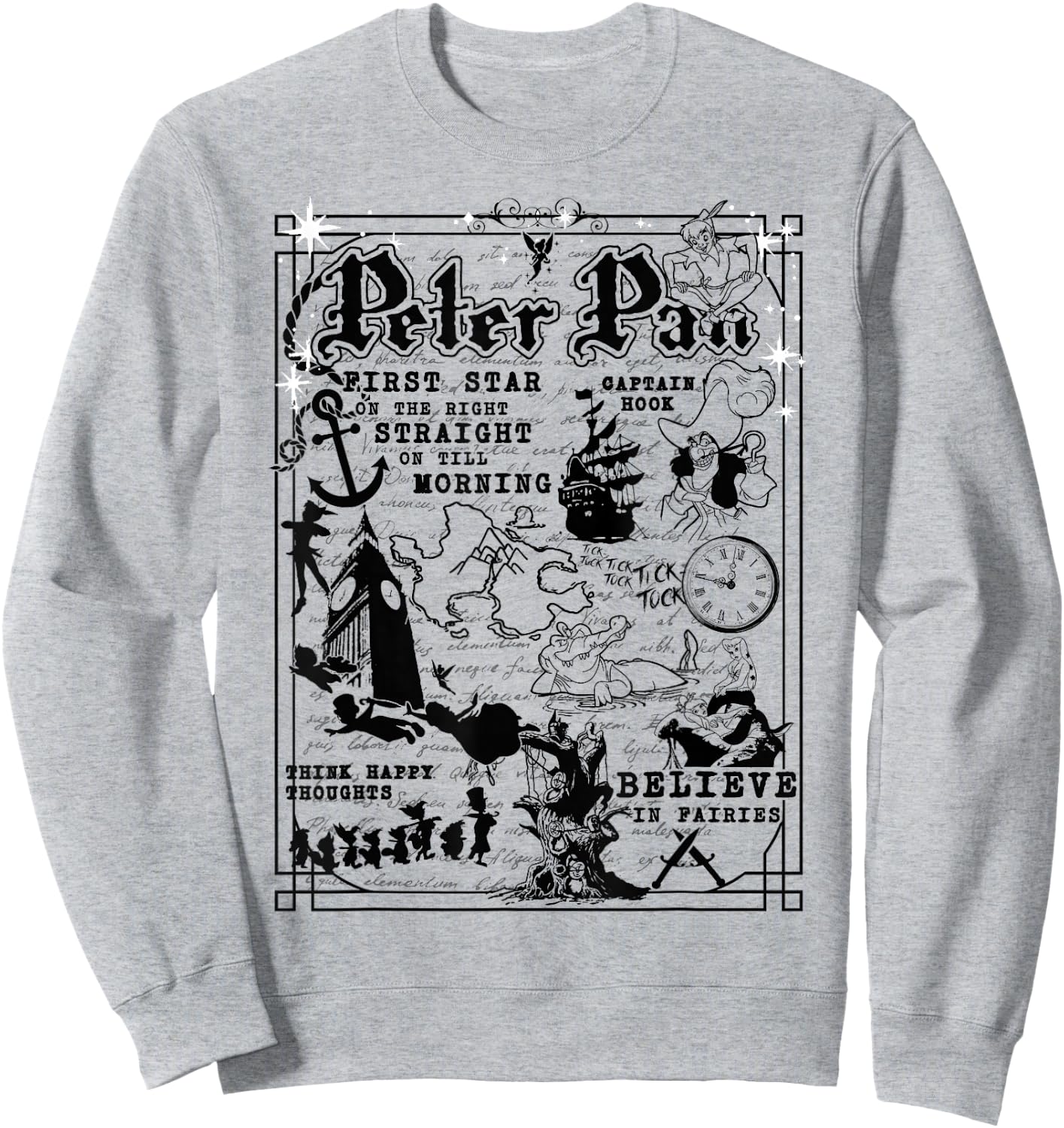 Disney Peter Pan A Traveler's Guide to Never Land Sweatshirt - Sweatshirt | Ash