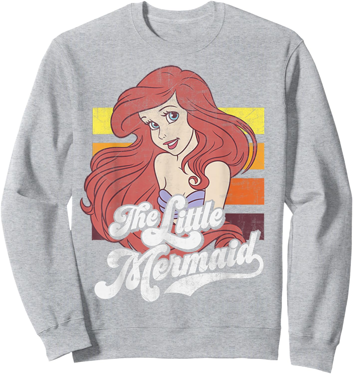 Disney Little Mermaid Vintage Stripes Graphic Sweatshirt - Sweatshirt | Ash