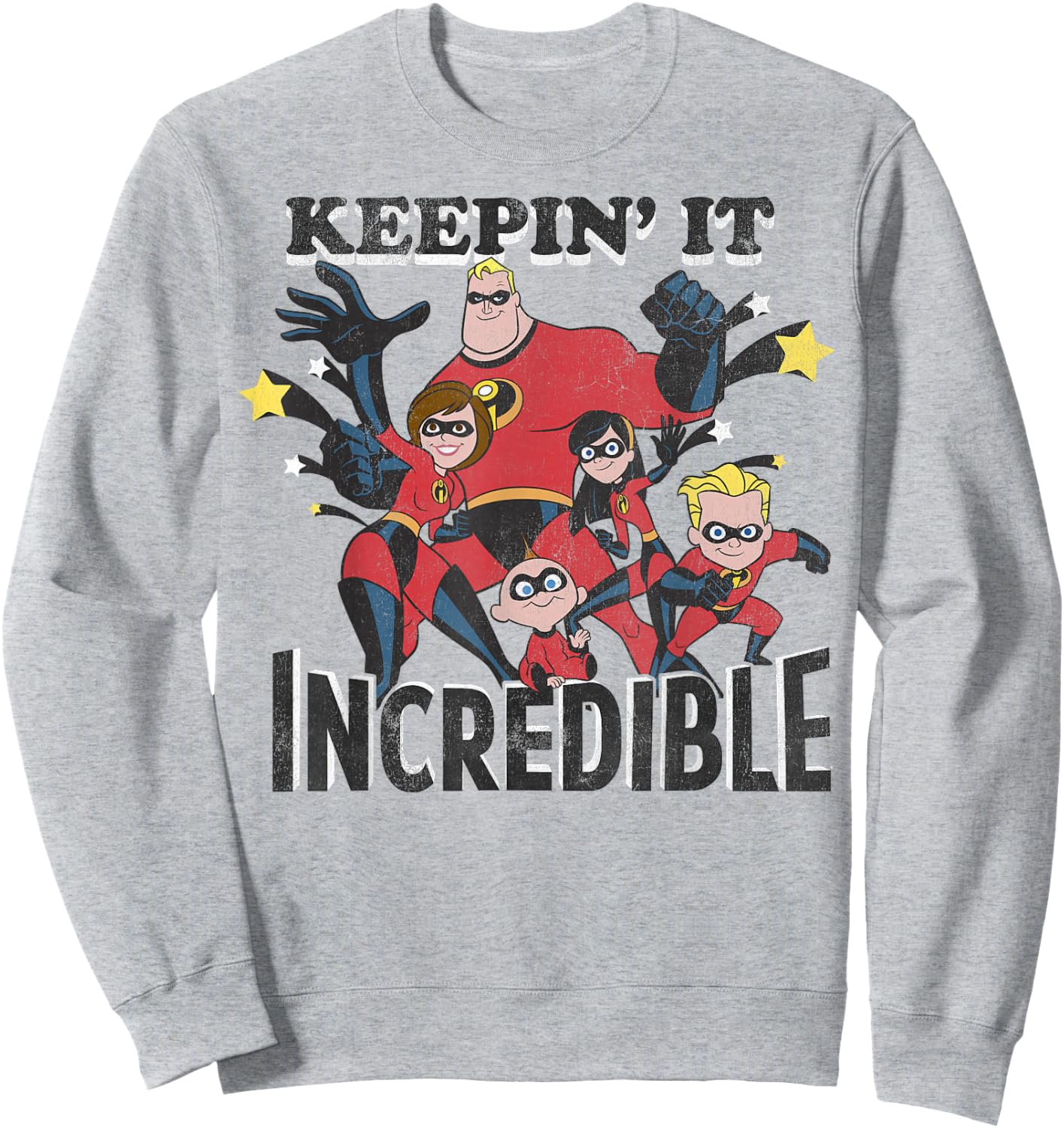 Disney Pixar The Incredibles Keepin' It Incredible Vintage Sweatshirt - Sweatshirt | Ash