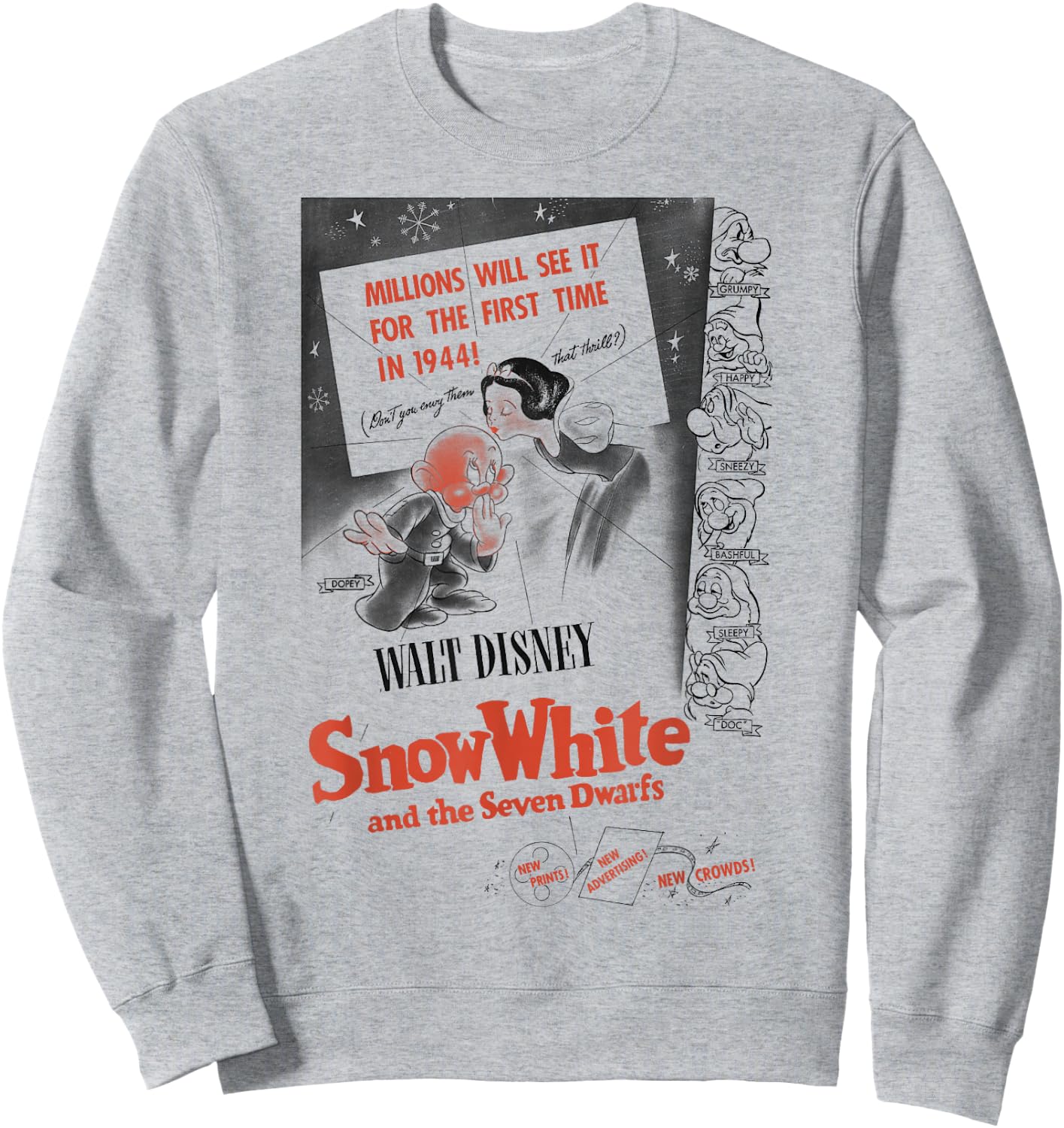 Disney Snow White Vintage Movie Poster Sweatshirt - Sweatshirt | Ash