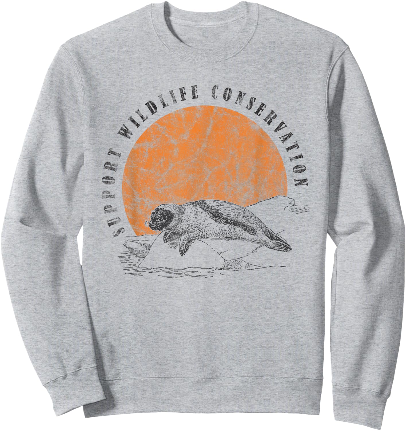 Vintage Wildlife Conservation Baby Seal Lover Gift Sweatshirt - Sweatshirt | Ash