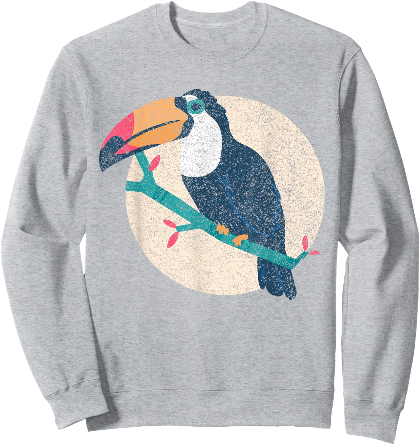 Cool Vintage Distressed Animal Co. - Vintage Distressed Style Toucan - -Adults - Grey - Small - Short Sleeve - Classic Fit - Cotton 50%, Polyester 50% Sweatshirt - Sweatshirt | Ash