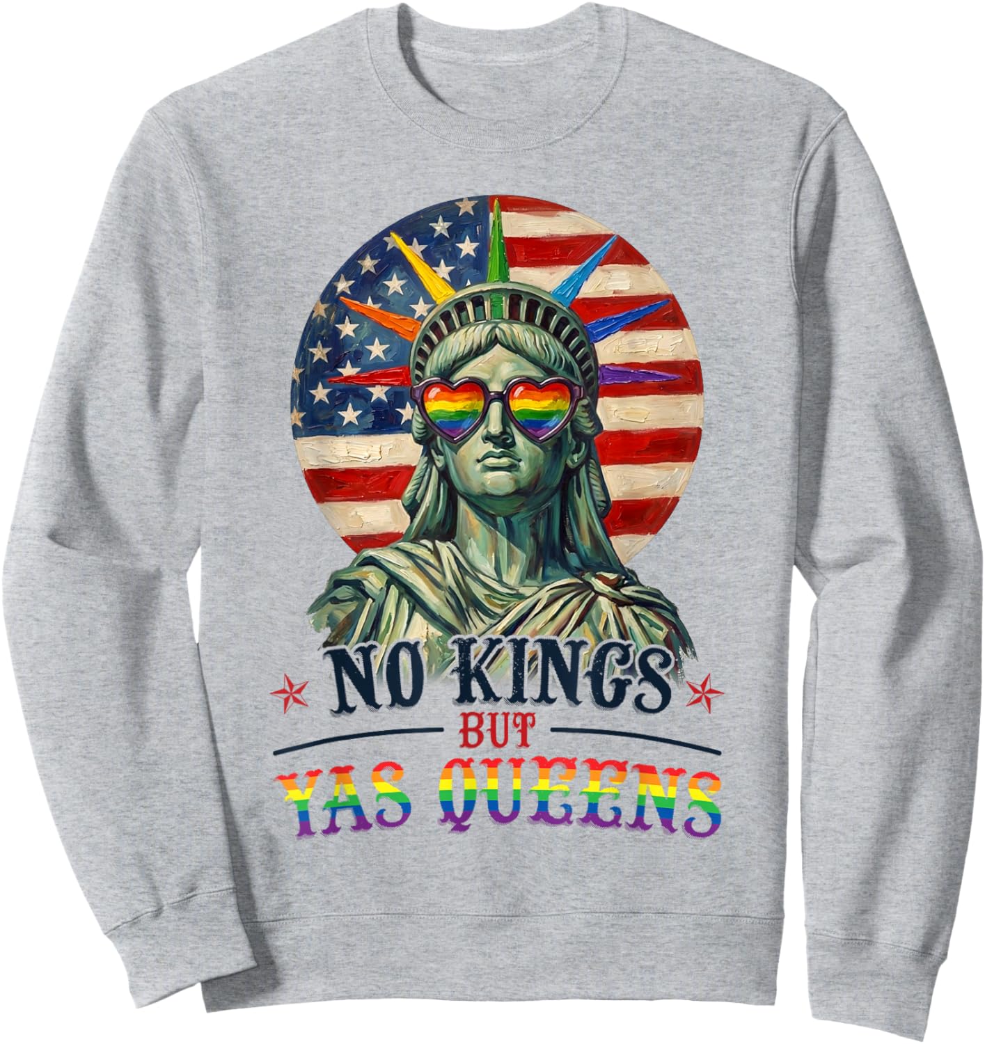 No Kings But Yas Queens Retro LGBTQ Pride Month Ally Pride Sweatshirt - Sweatshirt | Ash
