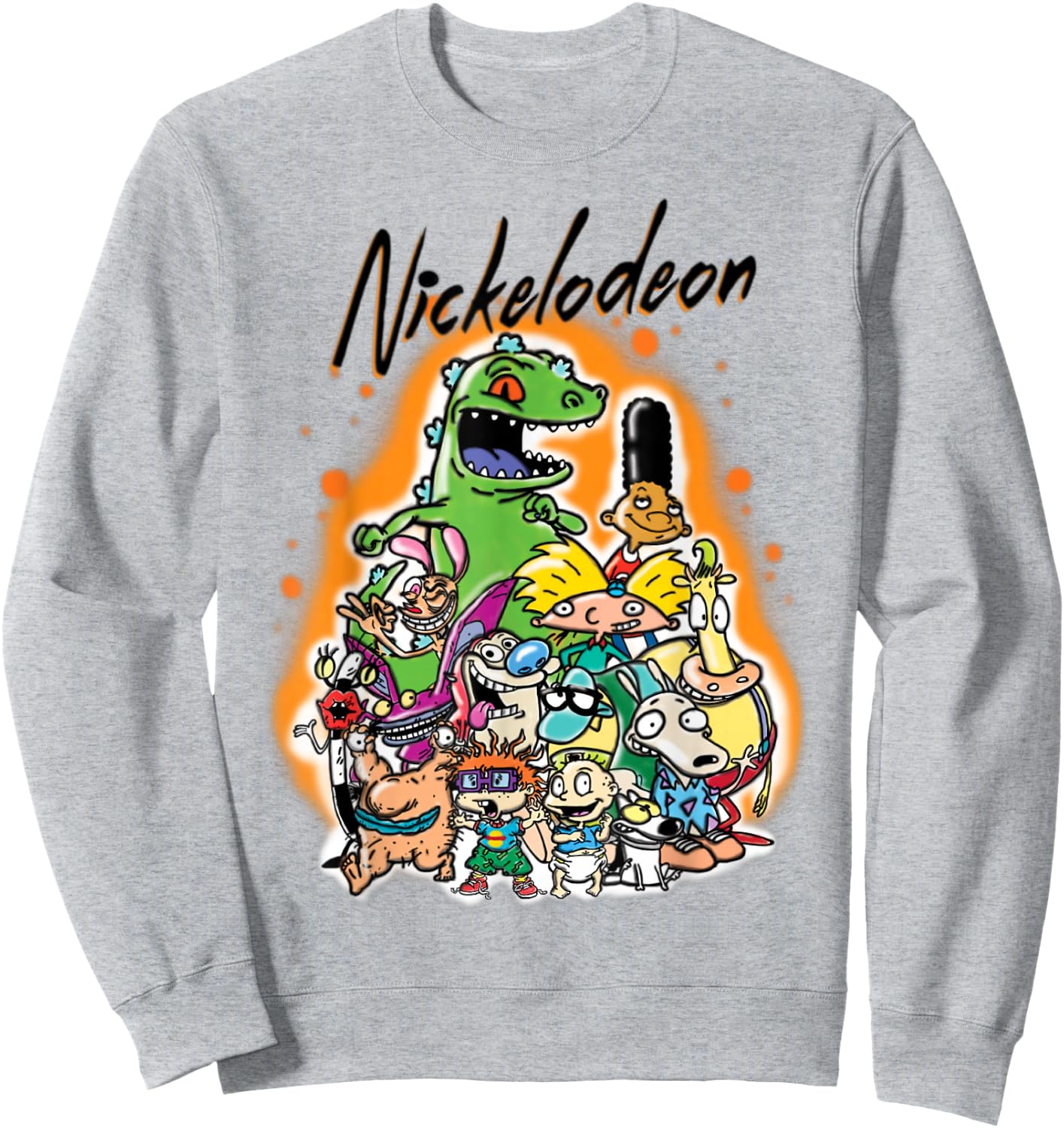 Nickelodeon Classic Nick 90s Urban Spray Paint Character Sweatshirt - Sweatshirt | Ash