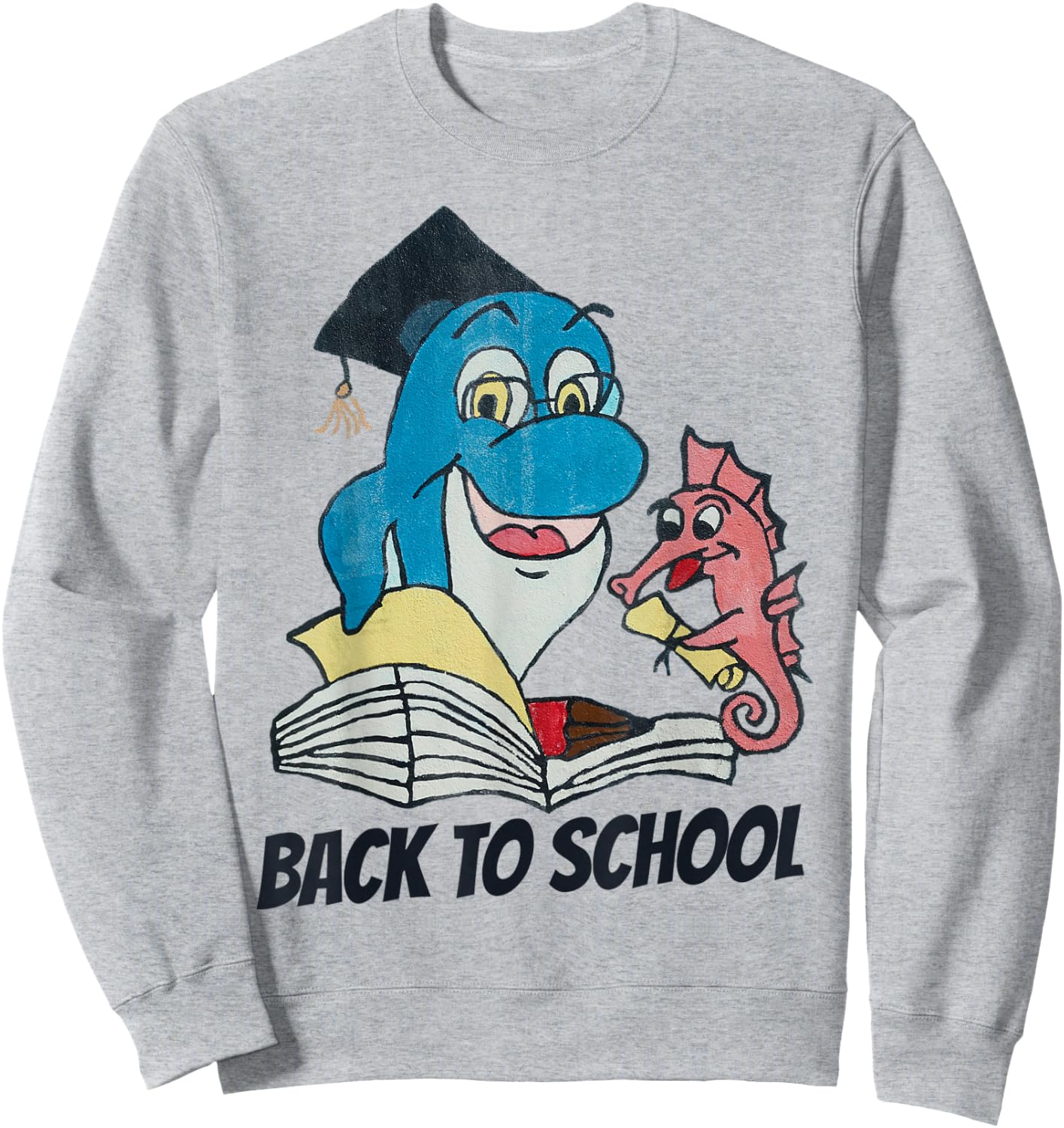 Back To School Funny Dolphin Teacher Seahorse Student Gift Men Women Kids Sweatshirt - Sweatshirt | Ash