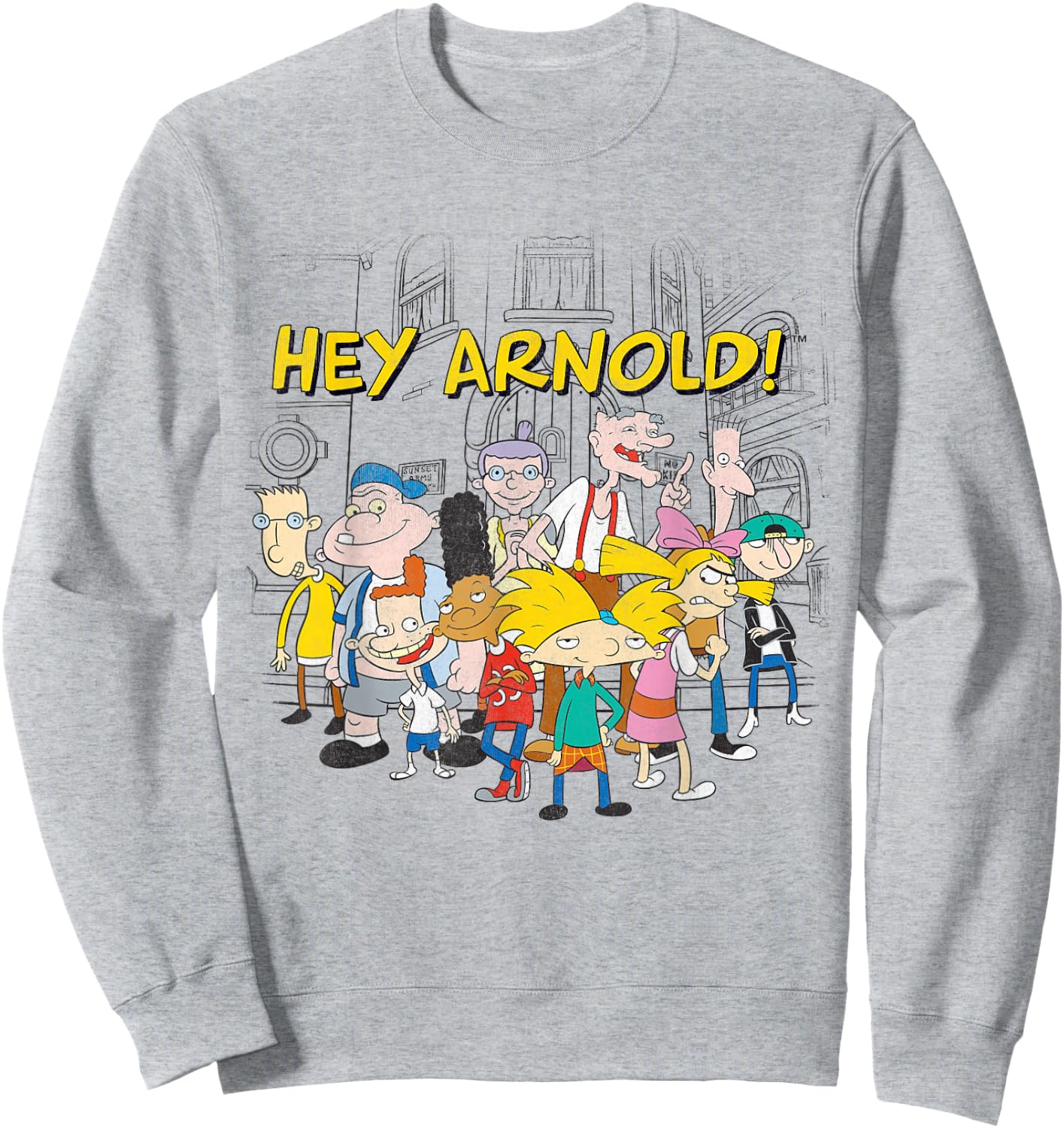 Nickelodeon Hey Arnold Cast Hangout Sweatshirt - Sweatshirt | Ash
