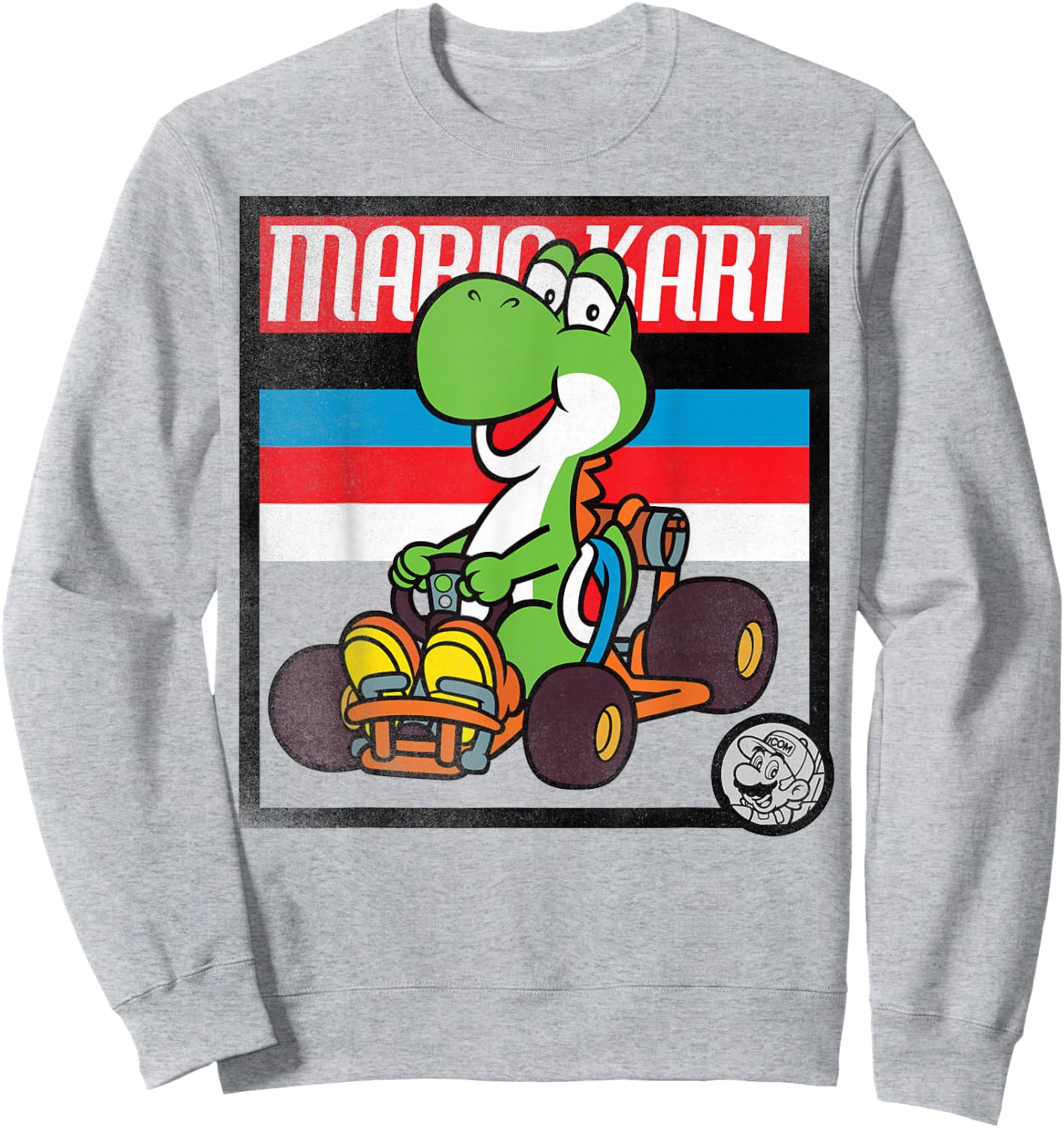 Nintendo Mario Kart Yoshi Old School Graphic Sweatshirt - Sweatshirt | Ash