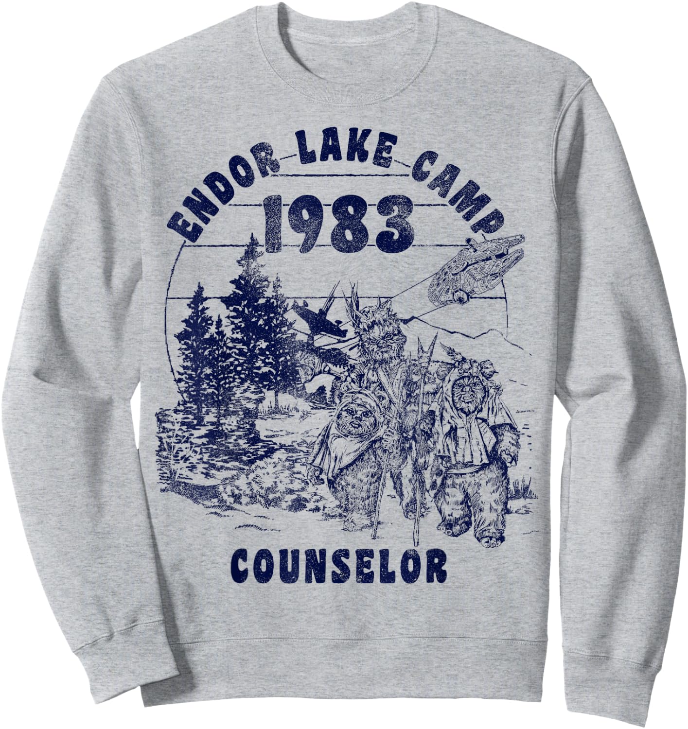 Star Wars Endor Lake Camp Counselor 1983 Logo Sweatshirt - Sweatshirt | Ash