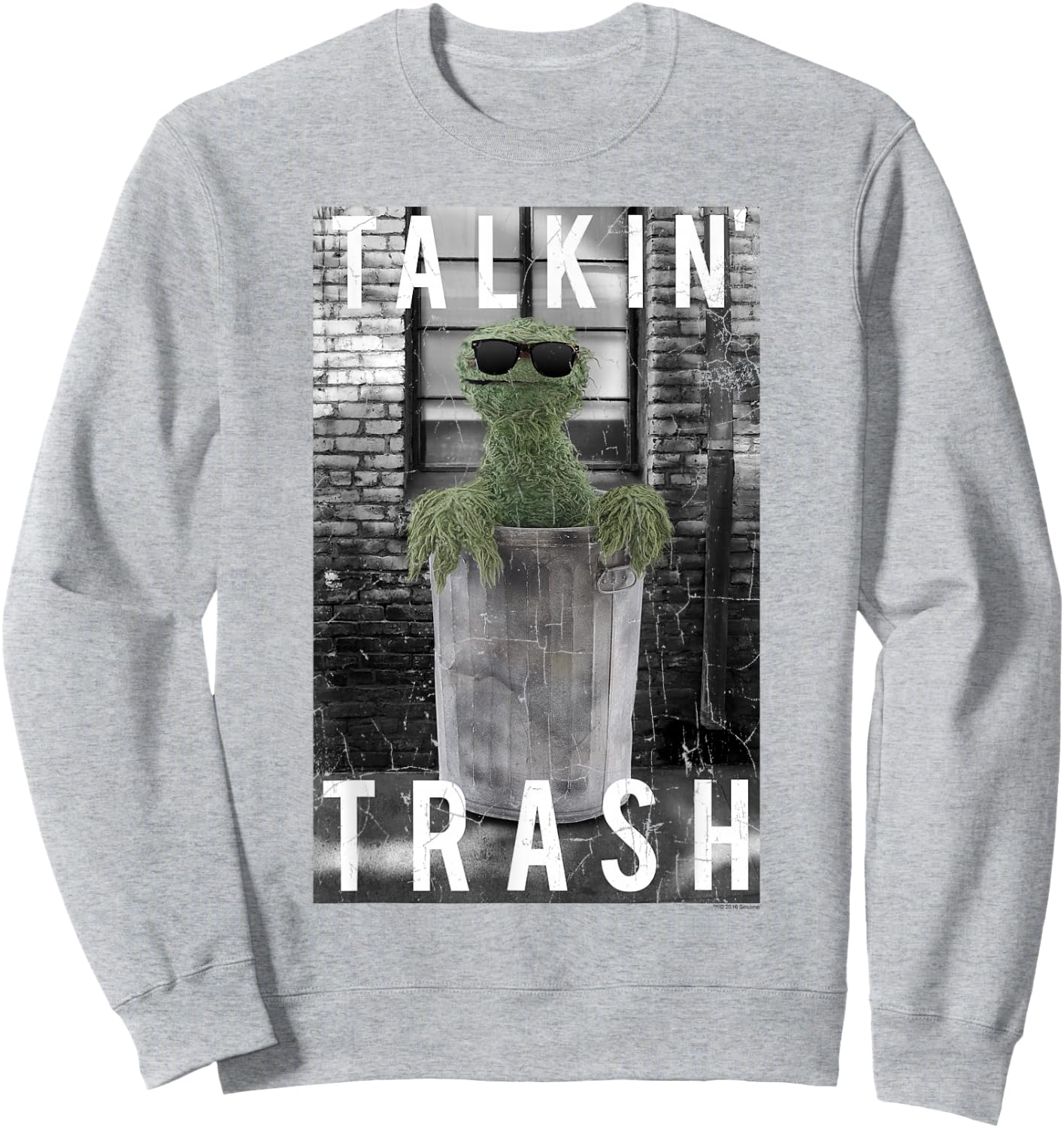 Sesame Street Oscar The Grouch Talkin' Trash Sweatshirt - Sweatshirt | Ash