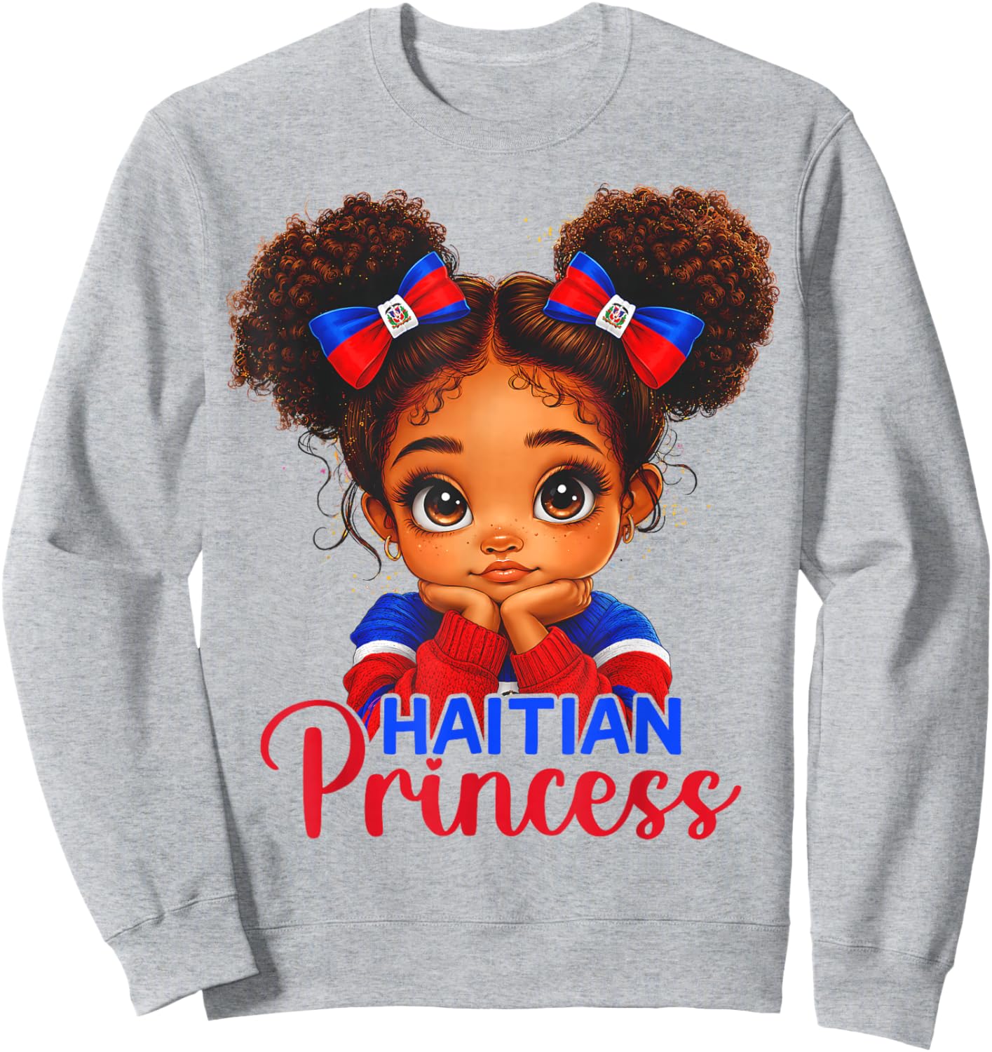 Haitian Princess Haiti Flag Day Melanin Girls Kids Toddlers Sweatshirt - Sweatshirt | Ash