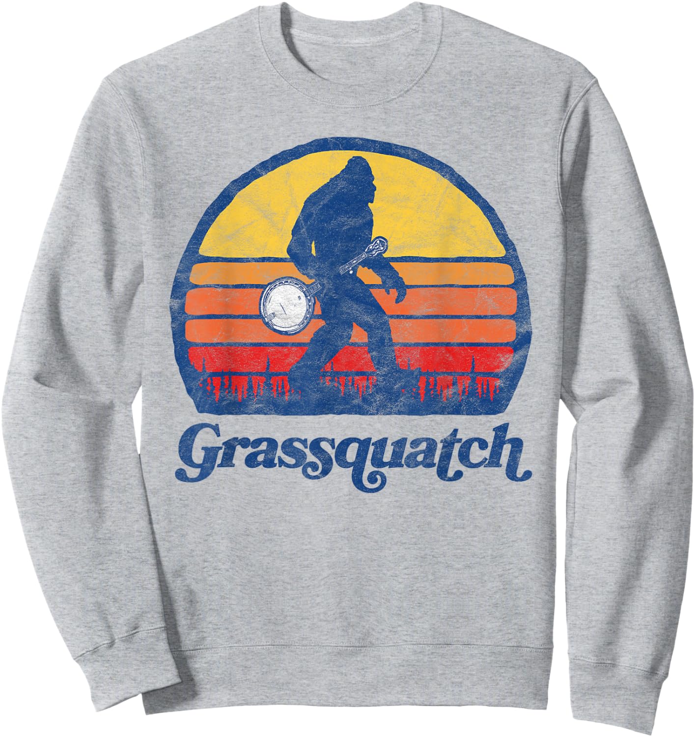 Grassquatch! Funny Bigfoot & Banjo Bluegrass Sasquatch Shirt Sweatshirt - Sweatshirt | Ash
