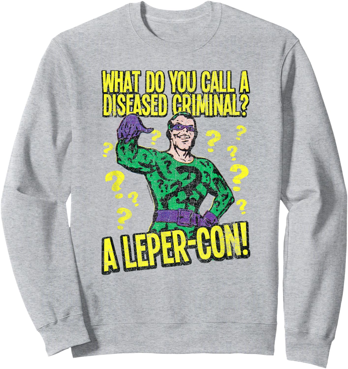 Batman Riddler Diseased Criminal T Shirt Sweatshirt - Sweatshirt | Ash