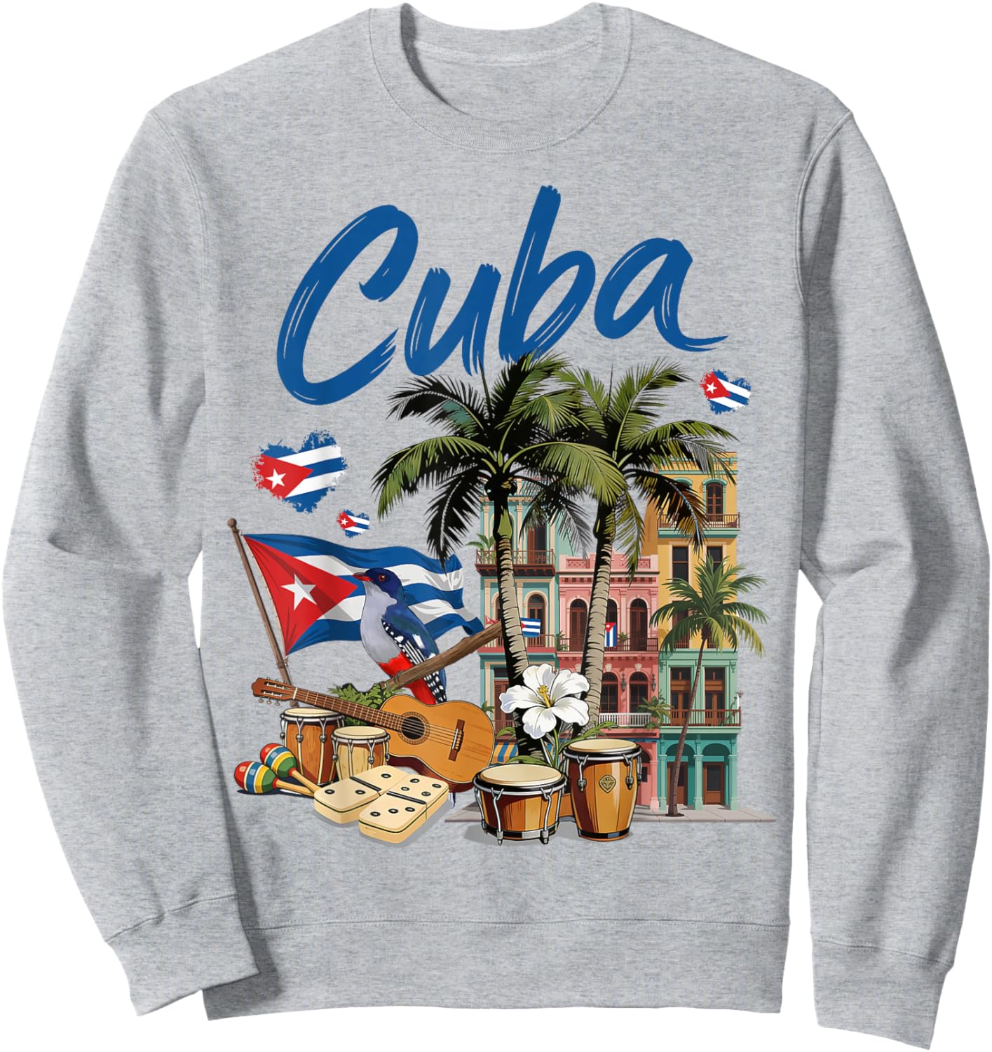 Latin Heritage Cuban Flag Outfit Idea Cuba Themed Sweatshirt - Sweatshirt | Ash
