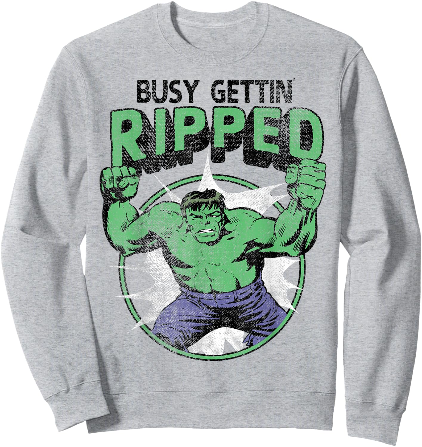 Marvel Hulk Busy Gettin Ripped Workout Sweatshirt - Sweatshirt | Ash