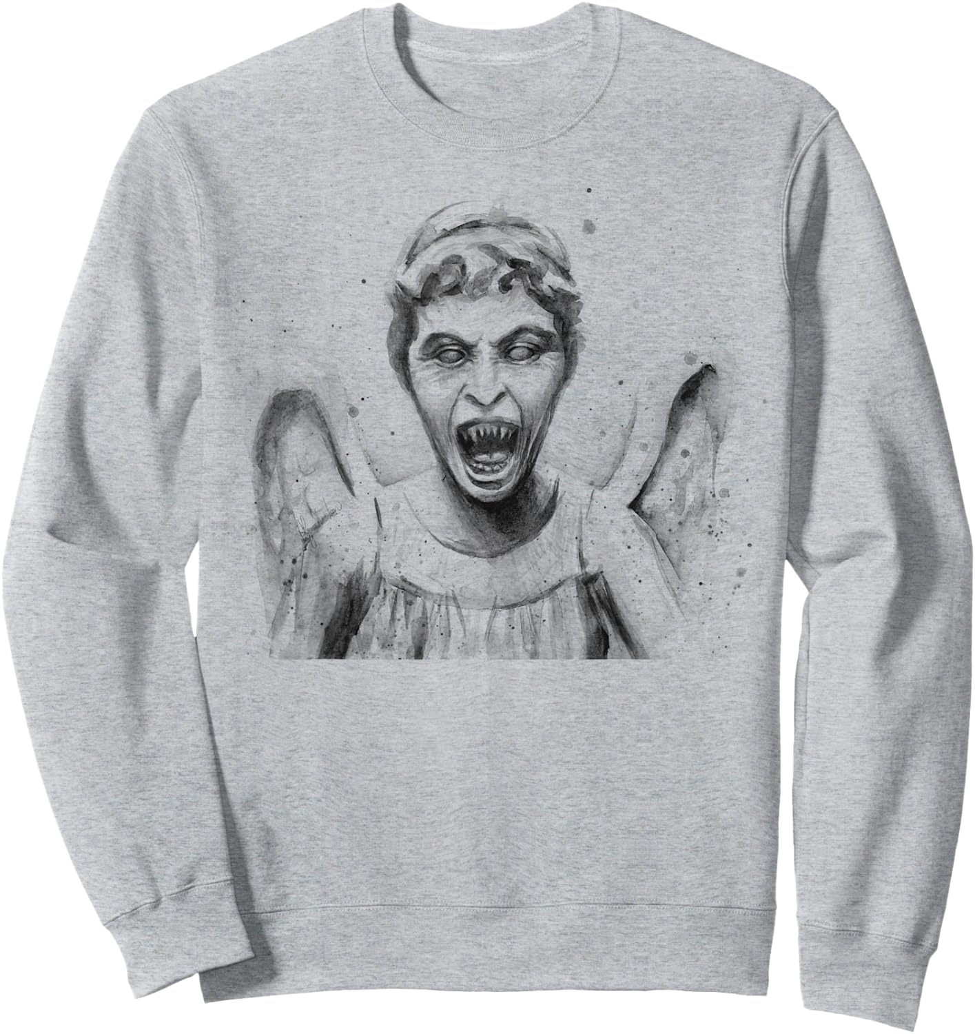 Weeping Angel Watercolor Sci-Fi Scary Don't Blink Sweatshirt - Sweatshirt | Ash