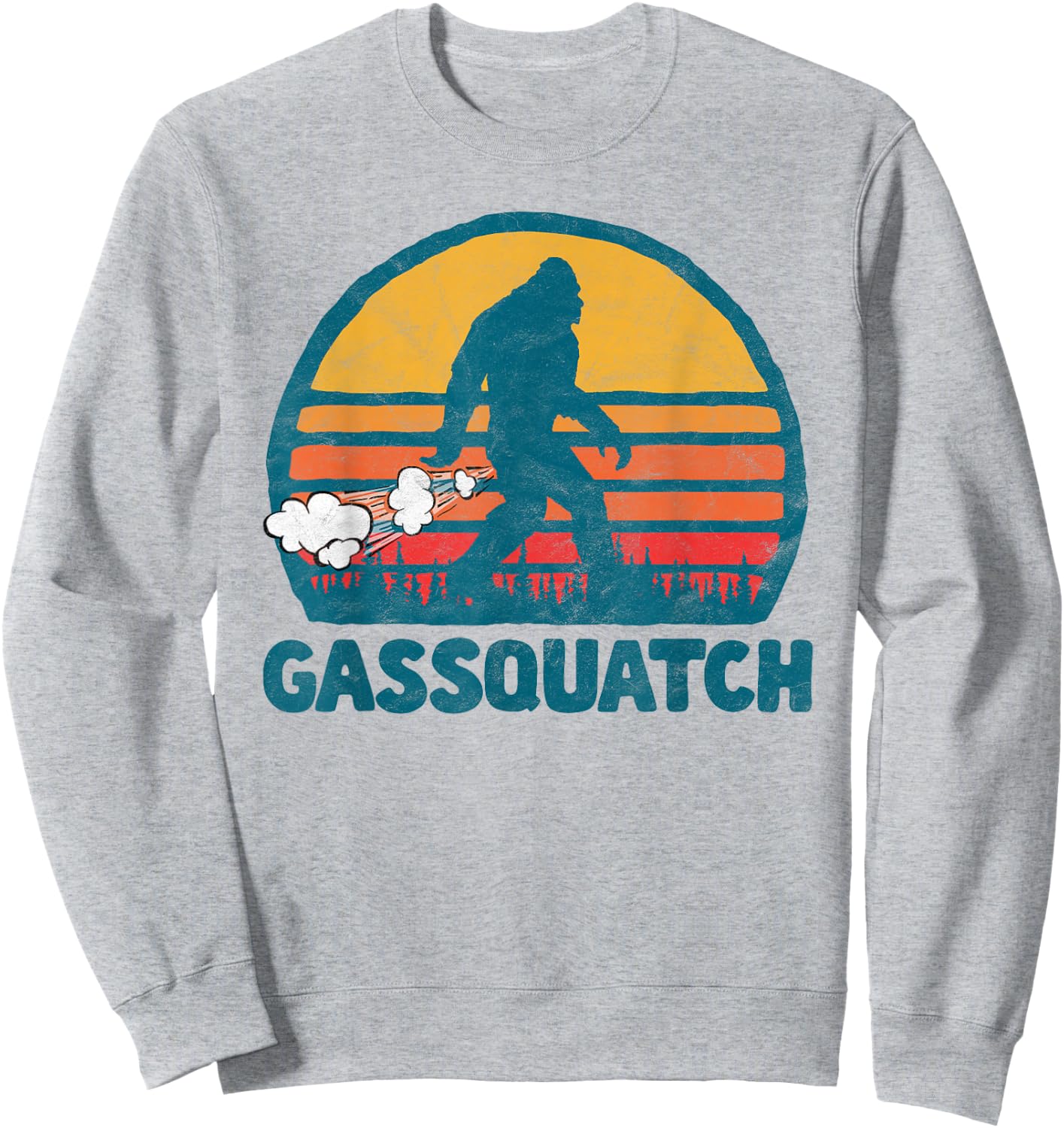 Gas squatch! Funny Farting Bigfoot Retro Fart Sweatshirt - Sweatshirt | Ash
