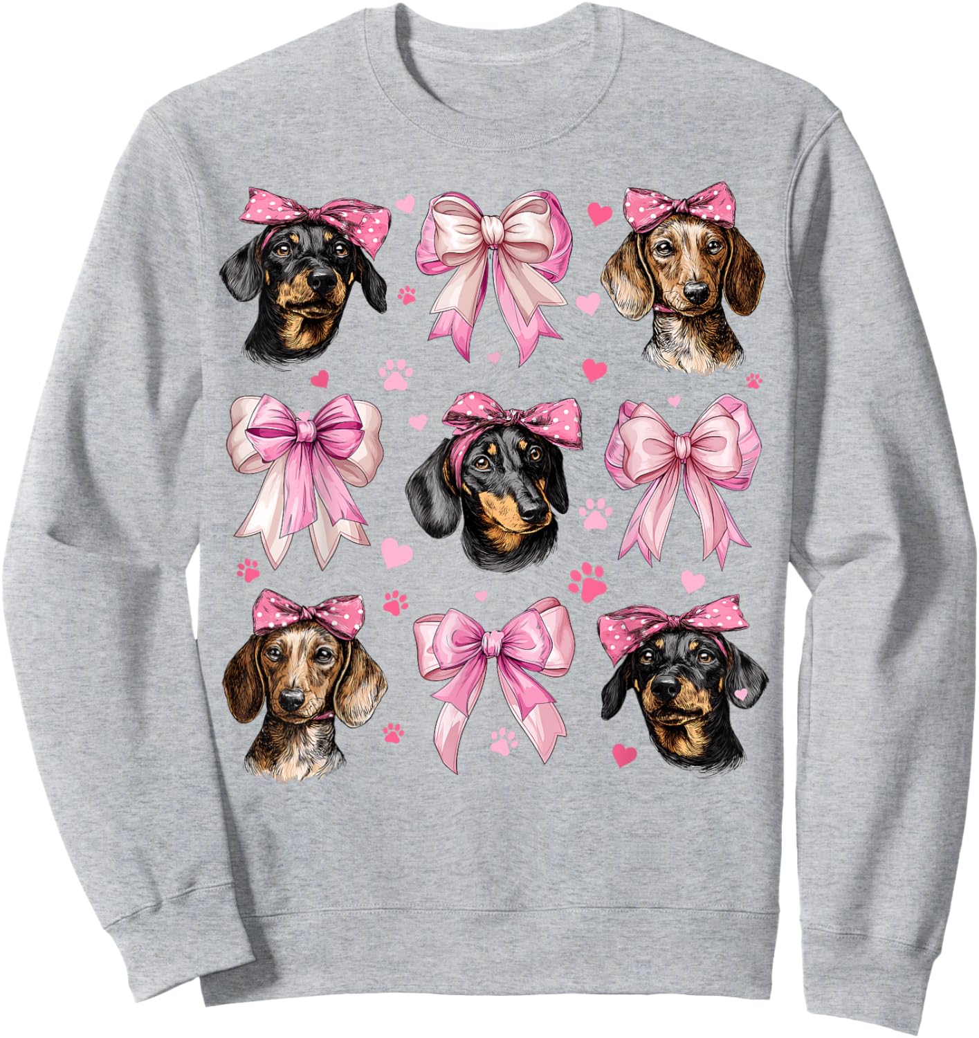 Dachshund Dog Mom Girl Coquette Bow Pink Sweatshirt - Sweatshirt | Ash