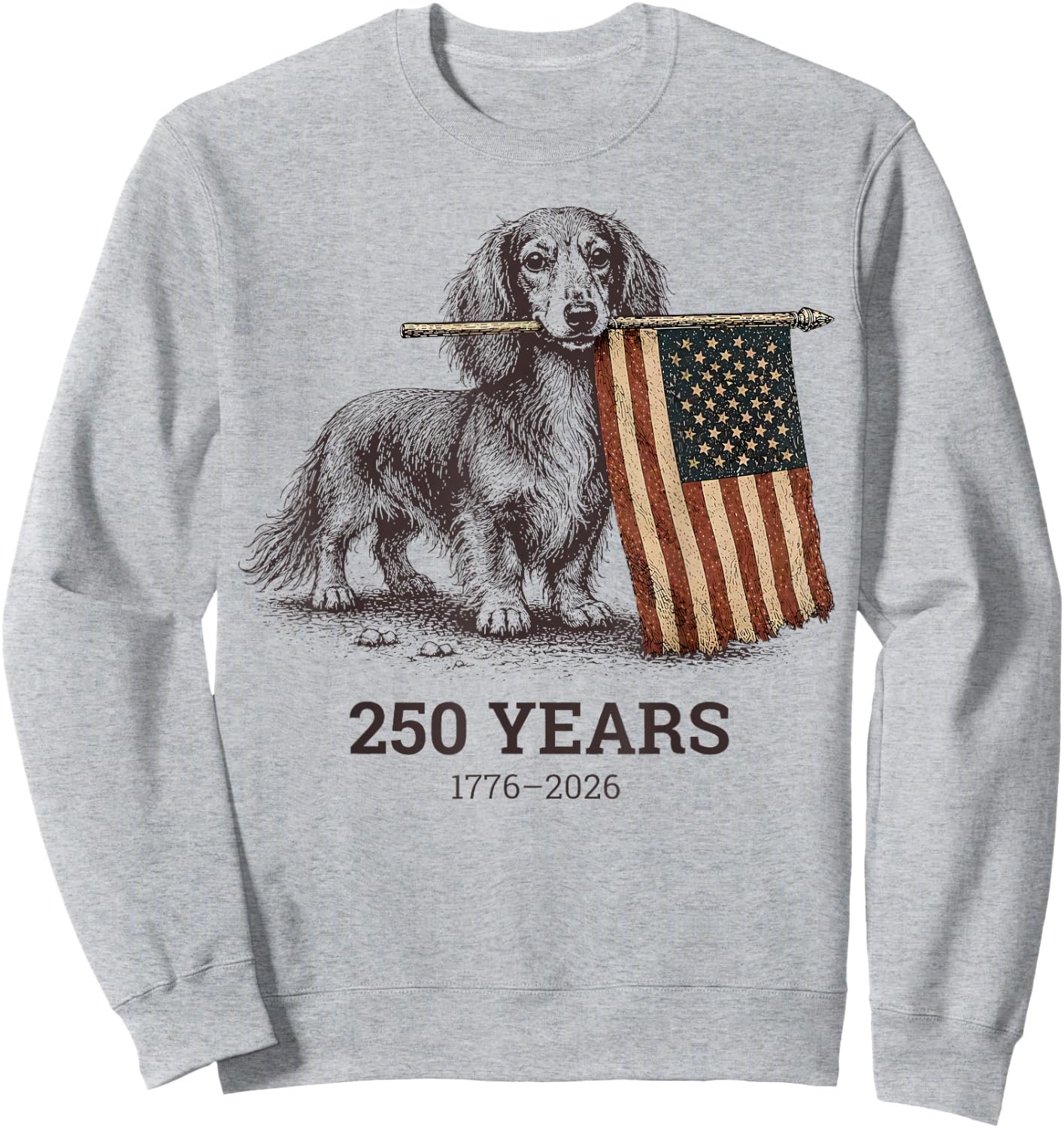 Dachshund America's 250th Patriotic Dog Fireworks Sweatshirt - Sweatshirt | Ash