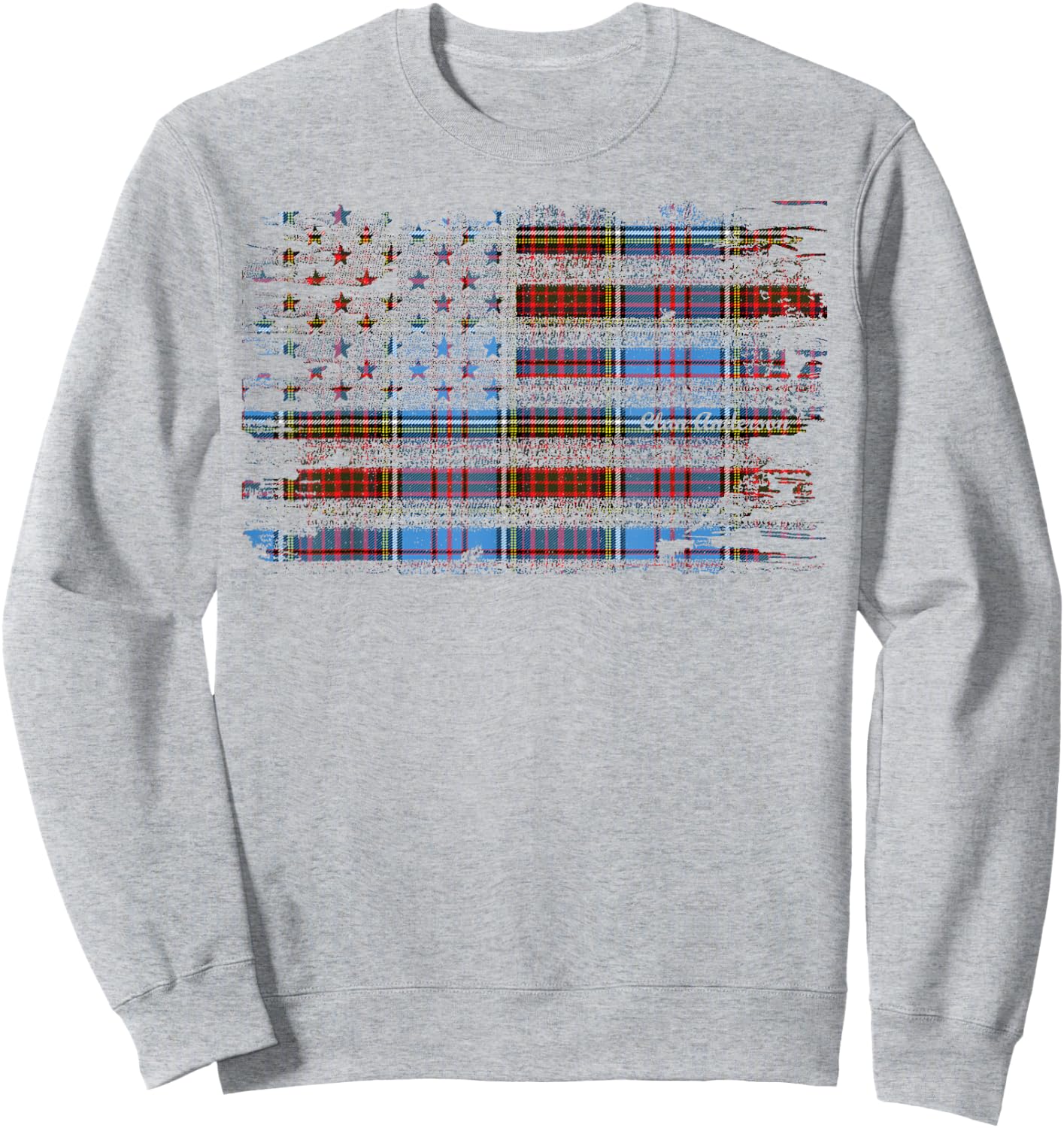 Clan Anderson American Flag Scottish Tartan Sweatshirt - Sweatshirt | Ash