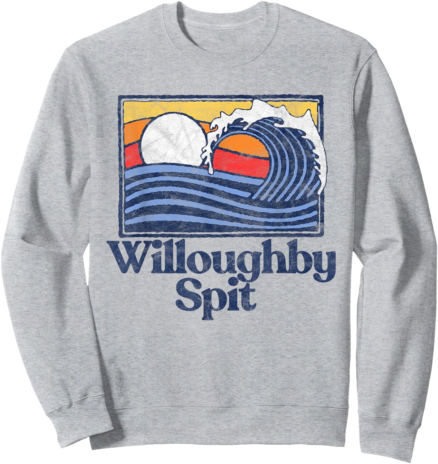 Willoughby Spit Retro Surfer Vintage Beach & Wave Men Women Girls Kids Sweatshirt - Sweatshirt | Ash