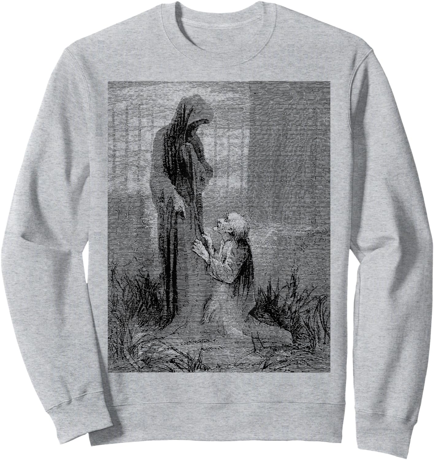 Ghost of Christmas Future Bah Humbug Scrooge Cemetary Scene Sweatshirt - Sweatshirt | Ash