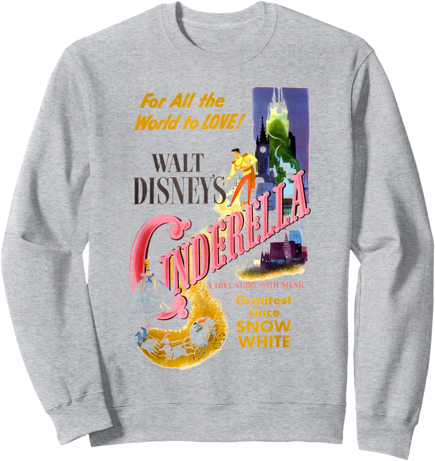 Disney Cinderella Vintage Movie Box Art Poster Small Sweatshirt - Sweatshirt | Ash