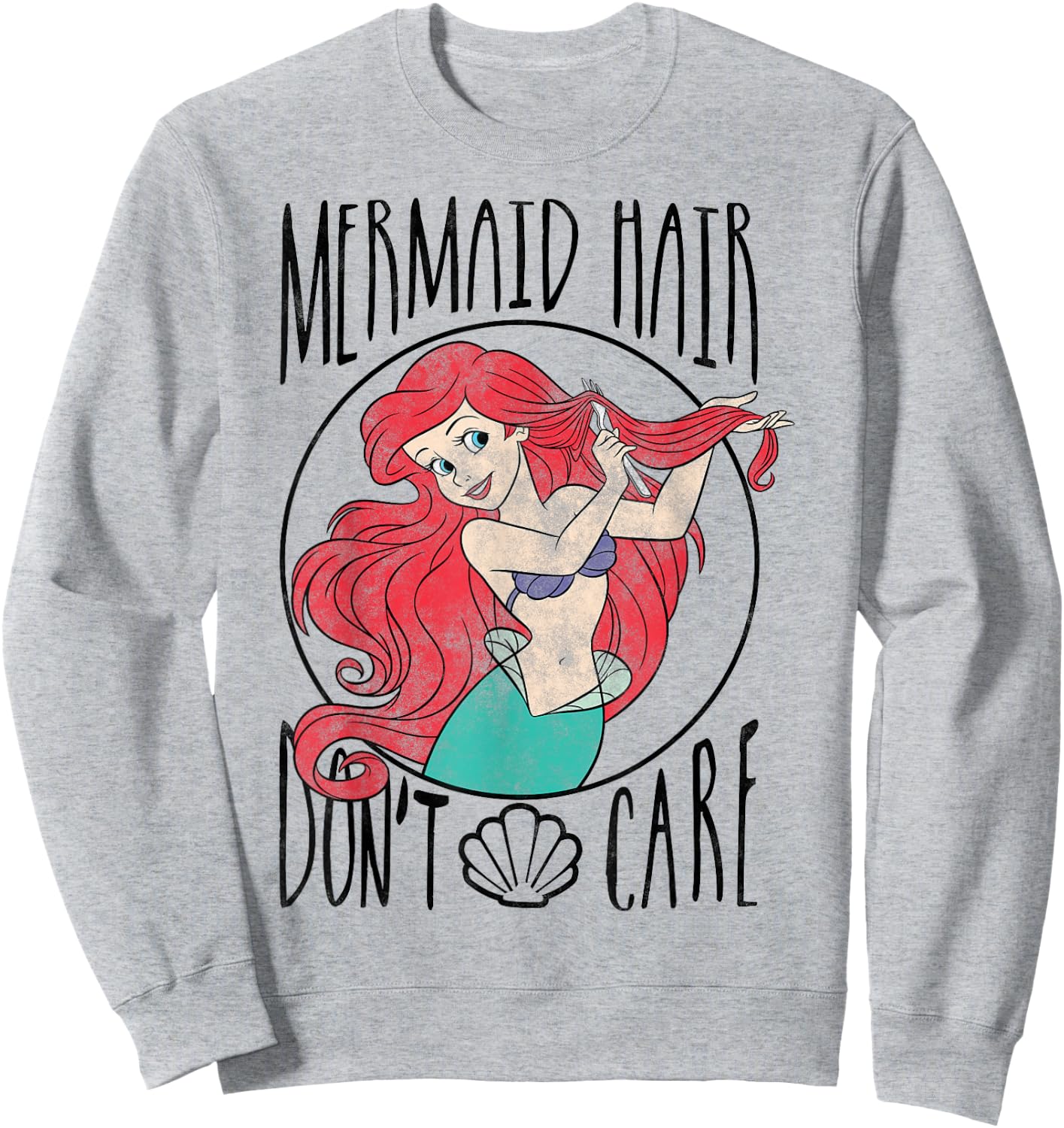 Disney The Little Mermaid Ariel Mermaid Hair Don't Care Sweatshirt - Sweatshirt | Ash