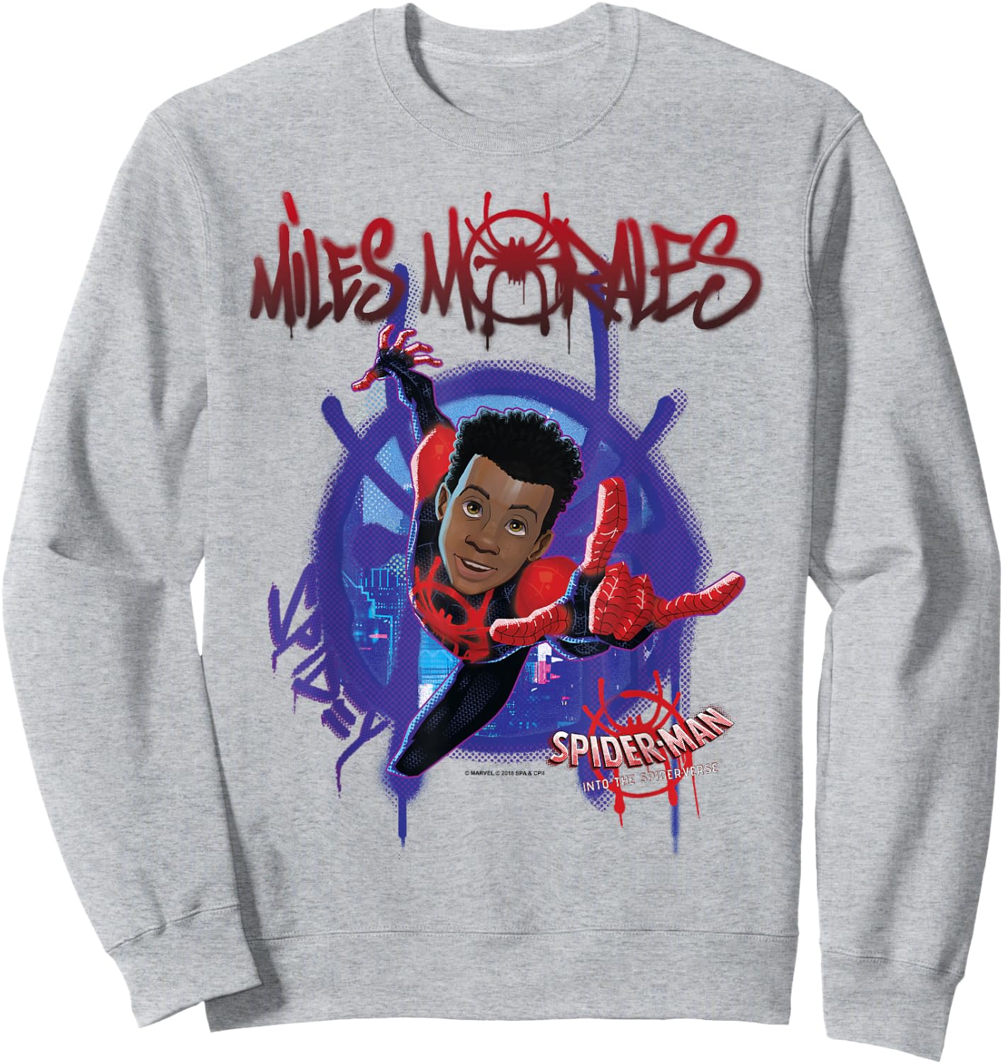 Marvel Spider-Man Spiderverse Miles Morales Splat Sweatshirt - Sweatshirt | Ash