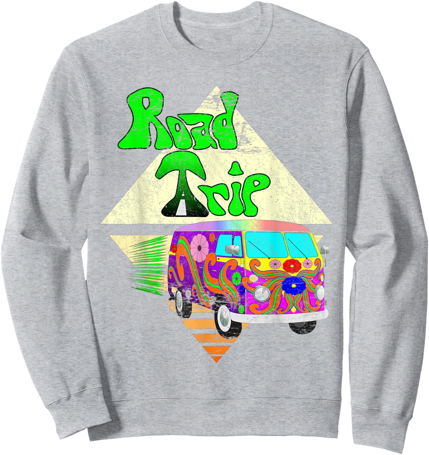 Road Trip Vacation Vintage 1960s Hippie Distressed Sweatshirt - Sweatshirt | Ash