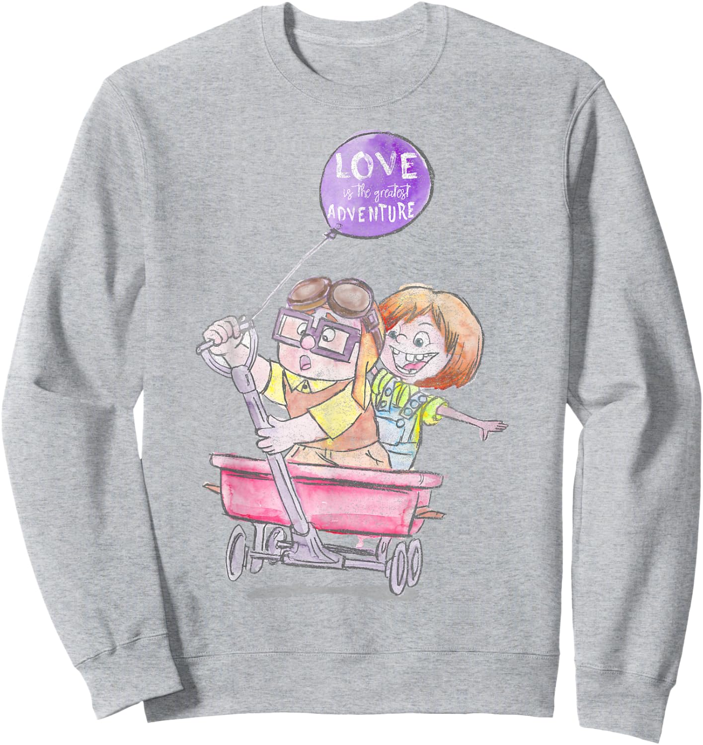 Disney Pixar Up Ellie & Carl Wagon Drawing Sweatshirt - Sweatshirt | Ash