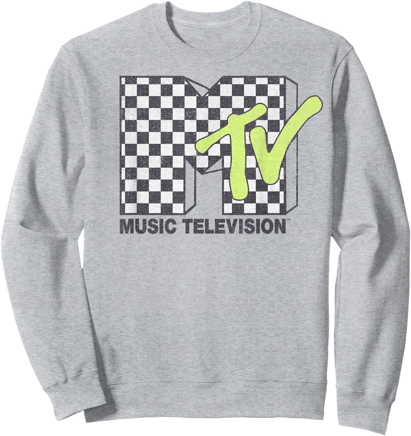 MTV Music Television Checkerboard Logo Fill Small Sweatshirt - Sweatshirt | Ash
