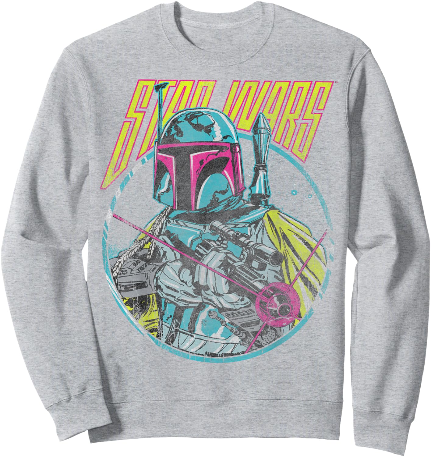 Star Wars Boba Fett Neon Blaster Vintage Graphic C2 Sweatshirt - Sweatshirt | Ash
