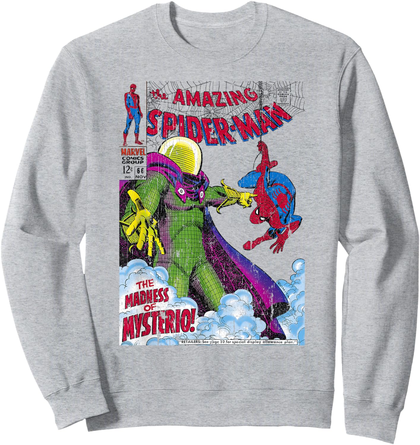 Marvel Comics Spider-Man Mysterio Cover Small Sweatshirt - Sweatshirt | Ash