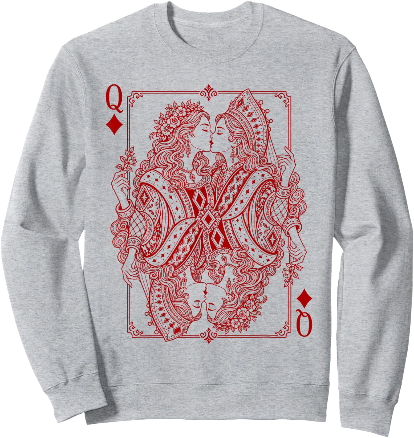 Lesbian Queens Kissing Card Game LGBT Pride Two Brides Sweatshirt - Sweatshirt | Ash