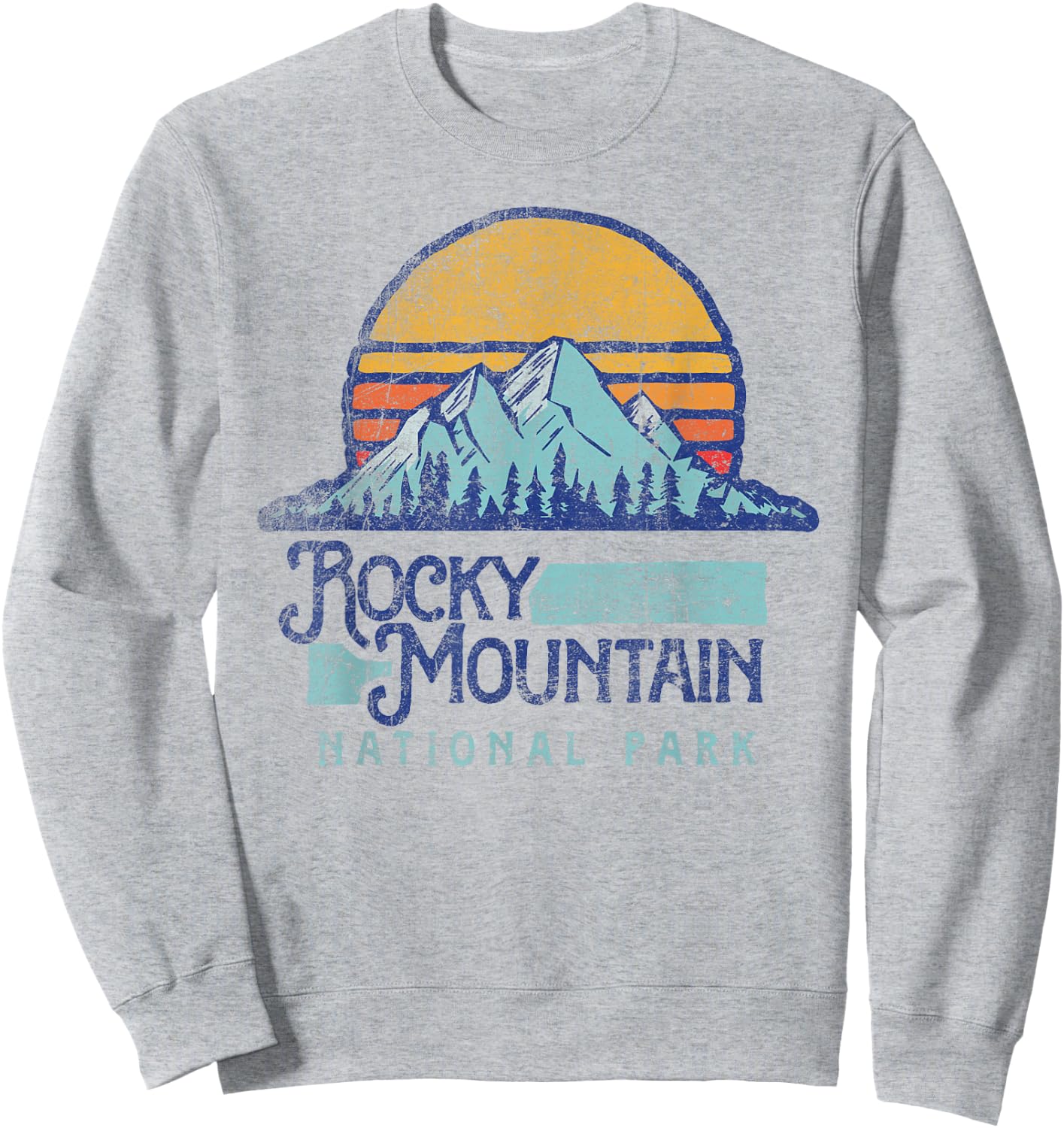 Vintage Rocky Mountain National Park Retro Sweatshirt - Sweatshirt | Ash