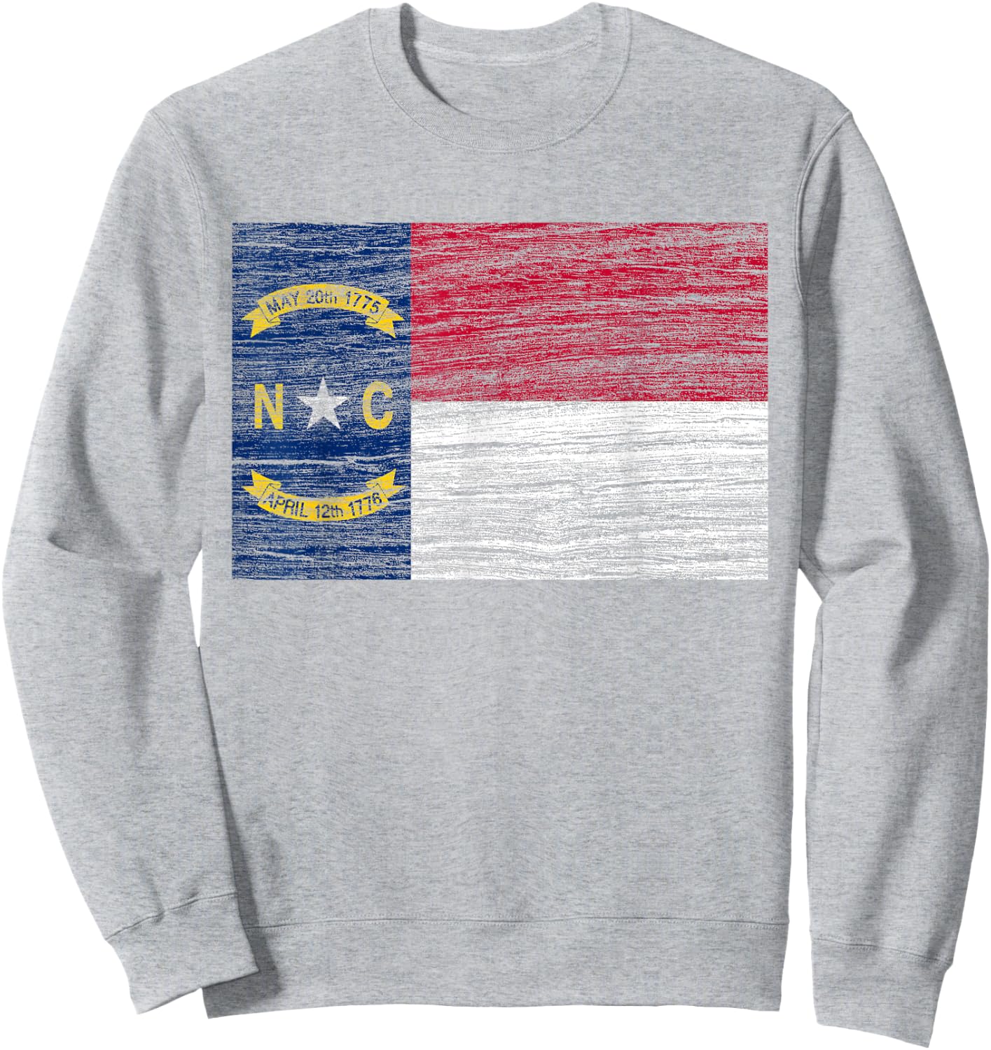 North Carolina State Flag Vintage Distressed NC Sweatshirt - Sweatshirt | Ash
