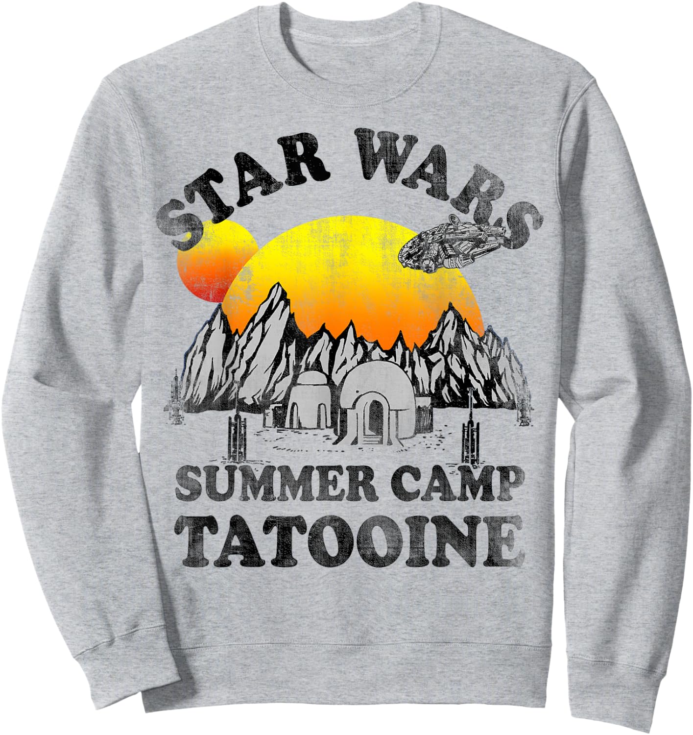 Star Wars Tatooine Summer Camp Igloo Sunrise Retro Sweatshirt - Sweatshirt | Ash