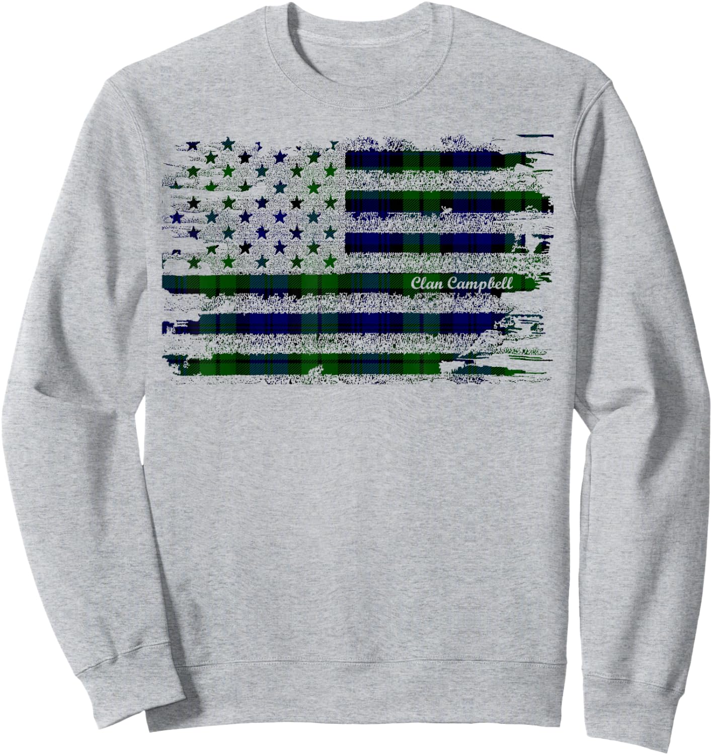 Campbell American Flag Scottish Clan Sweatshirt - Sweatshirt | Ash