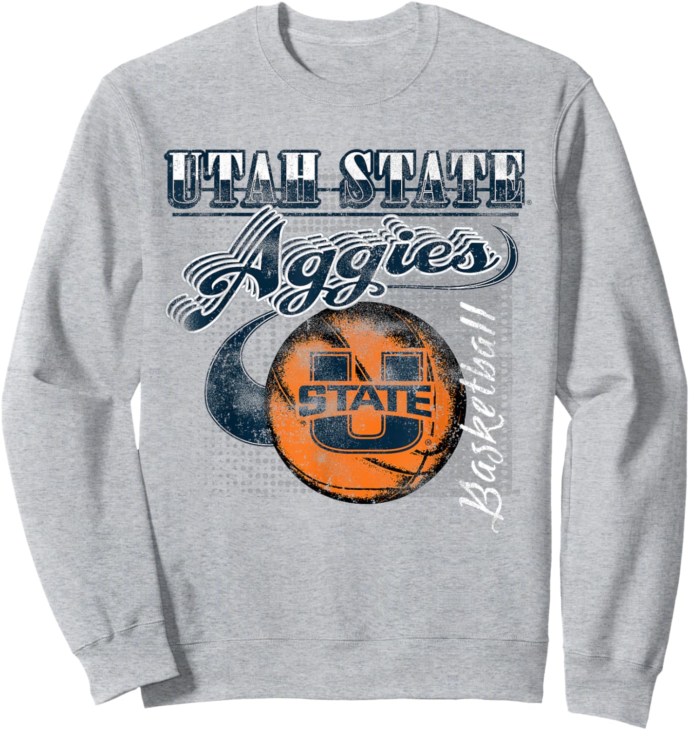 Utah State Aggies Basketball Retro Gray Officially Licensed Sweatshirt - Sweatshirt | Ash
