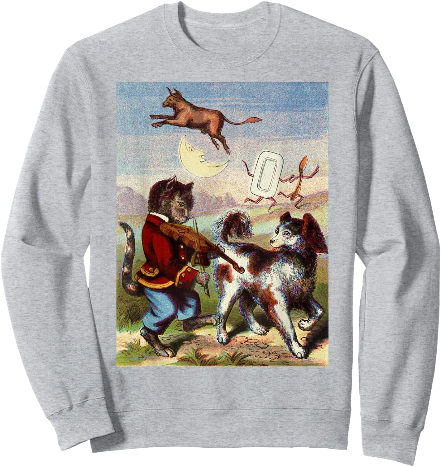 Cat and the Fiddle Nursery Rhyme for Kids and Adults Sweatshirt - Sweatshirt | Ash