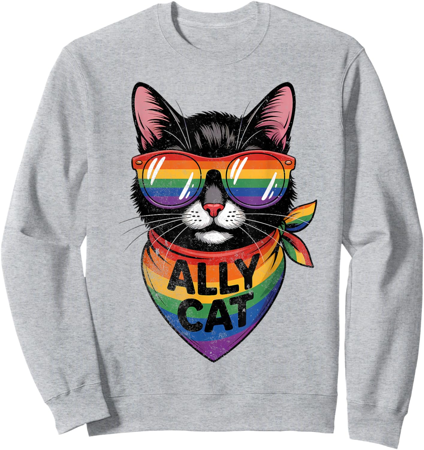 Ally Cat Pride Men Women Sweatshirt - Sweatshirt | Ash